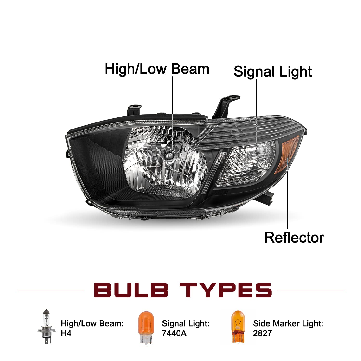 Jsboyat Headlight Assembly Replacement For 2008 2009 2010 Toyota Highlander Driver And Passenger Side