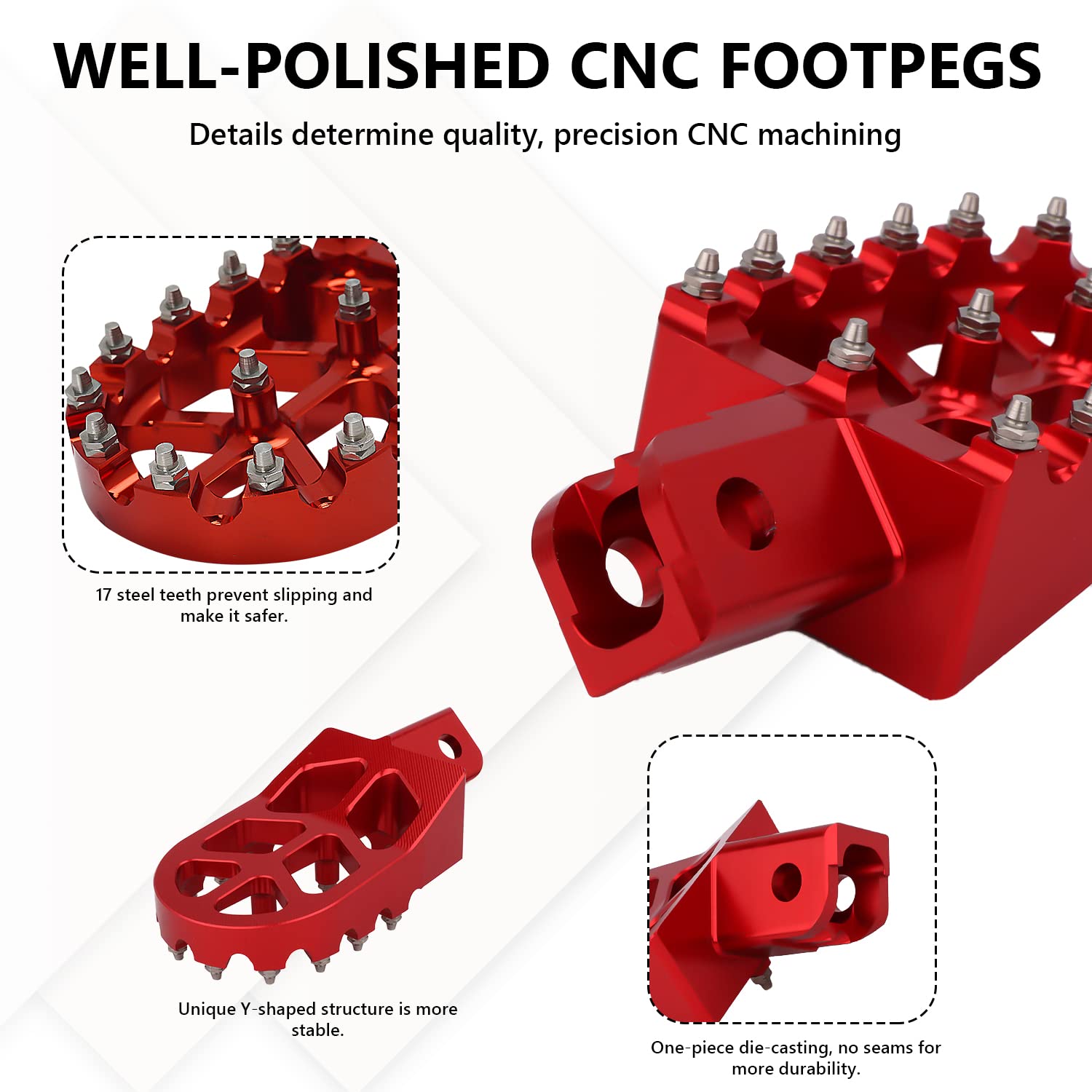 Anxin Foot Pegs Motorcycle Universal Cnc Footpeg Footrest For Crf Xr 50 70 110 Ct200U M2R Sdg Dhz Kayo Pit Bike - Red
