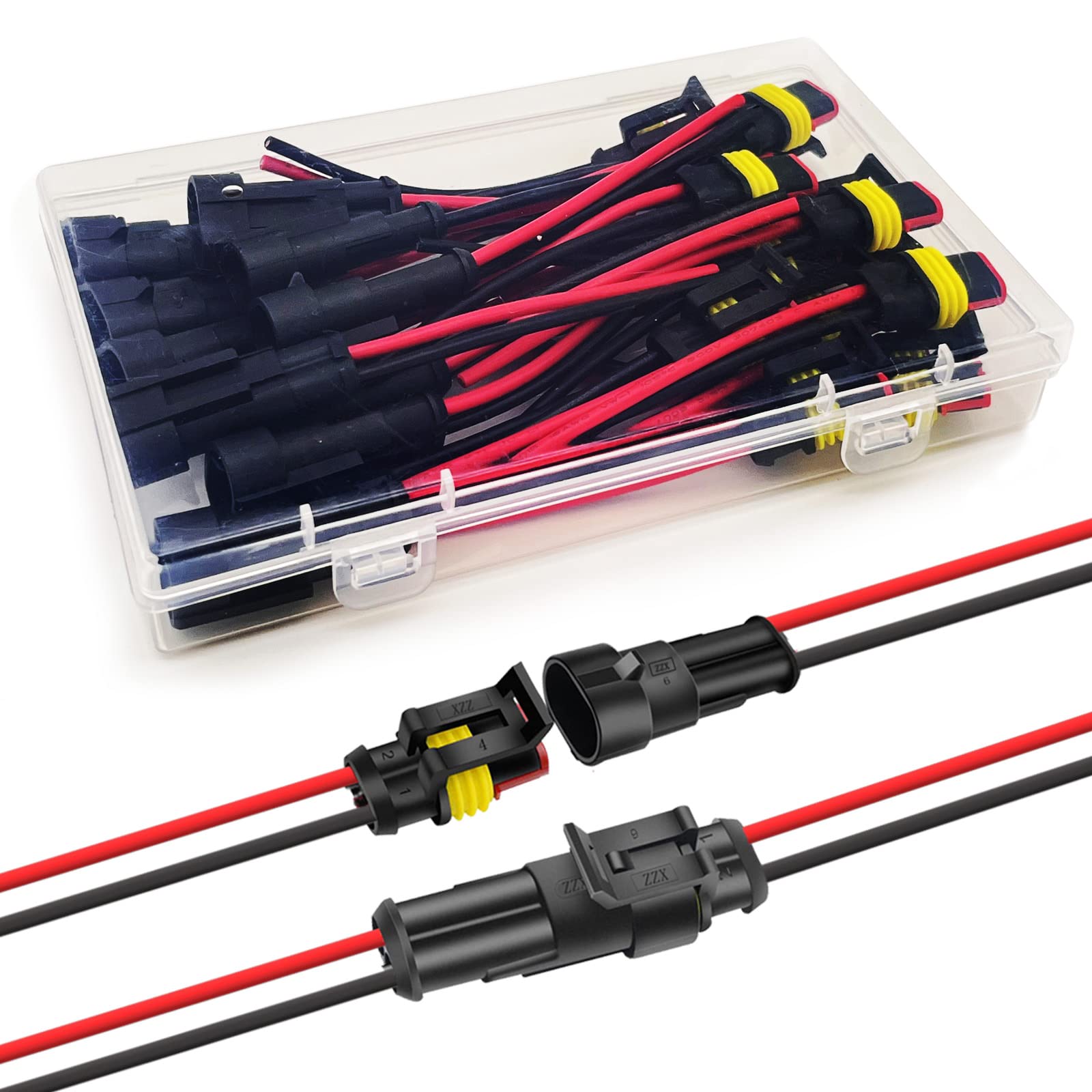 Twippo 10 Kits 16 Awg 2 Pin Connector Waterproof Wire Connectors 2 Pin Automotive Electrical Connectors Quick Disconnect 2 Wire