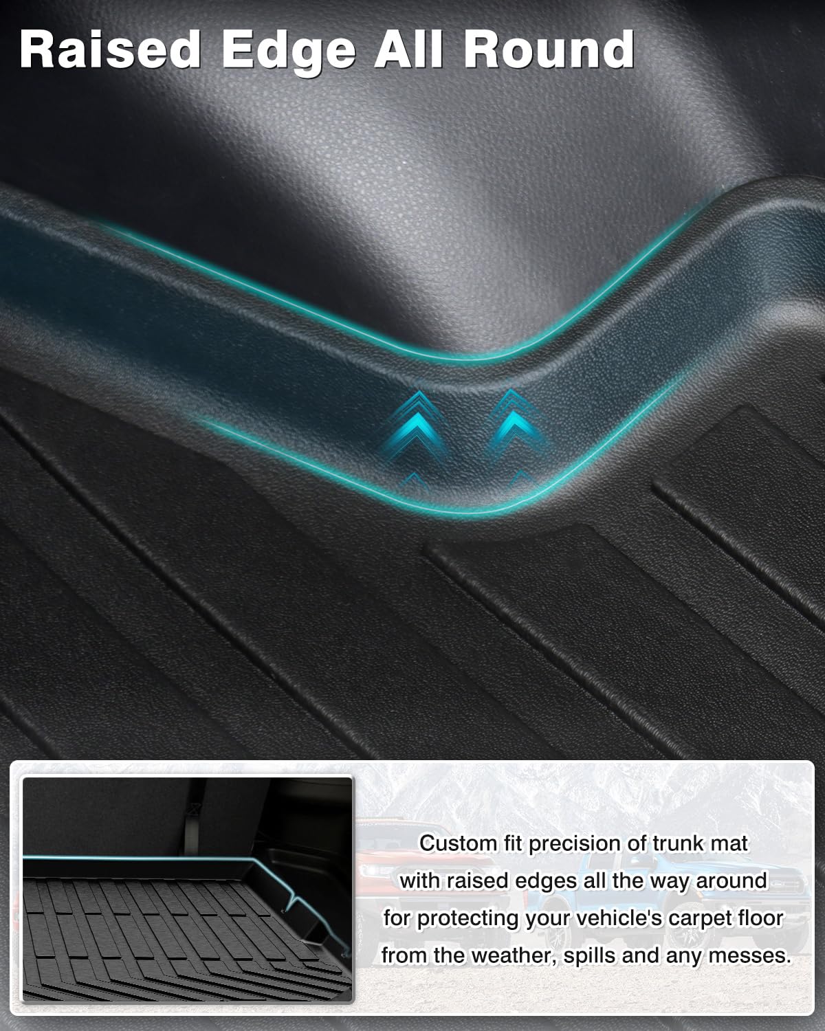 Powerty Trunk Mat For 2016-2021 2022 Honda Pilot Accessories Cargo Mats Tpe All Weather Cargo Liner Back Seat Cover Heavy-Duty T