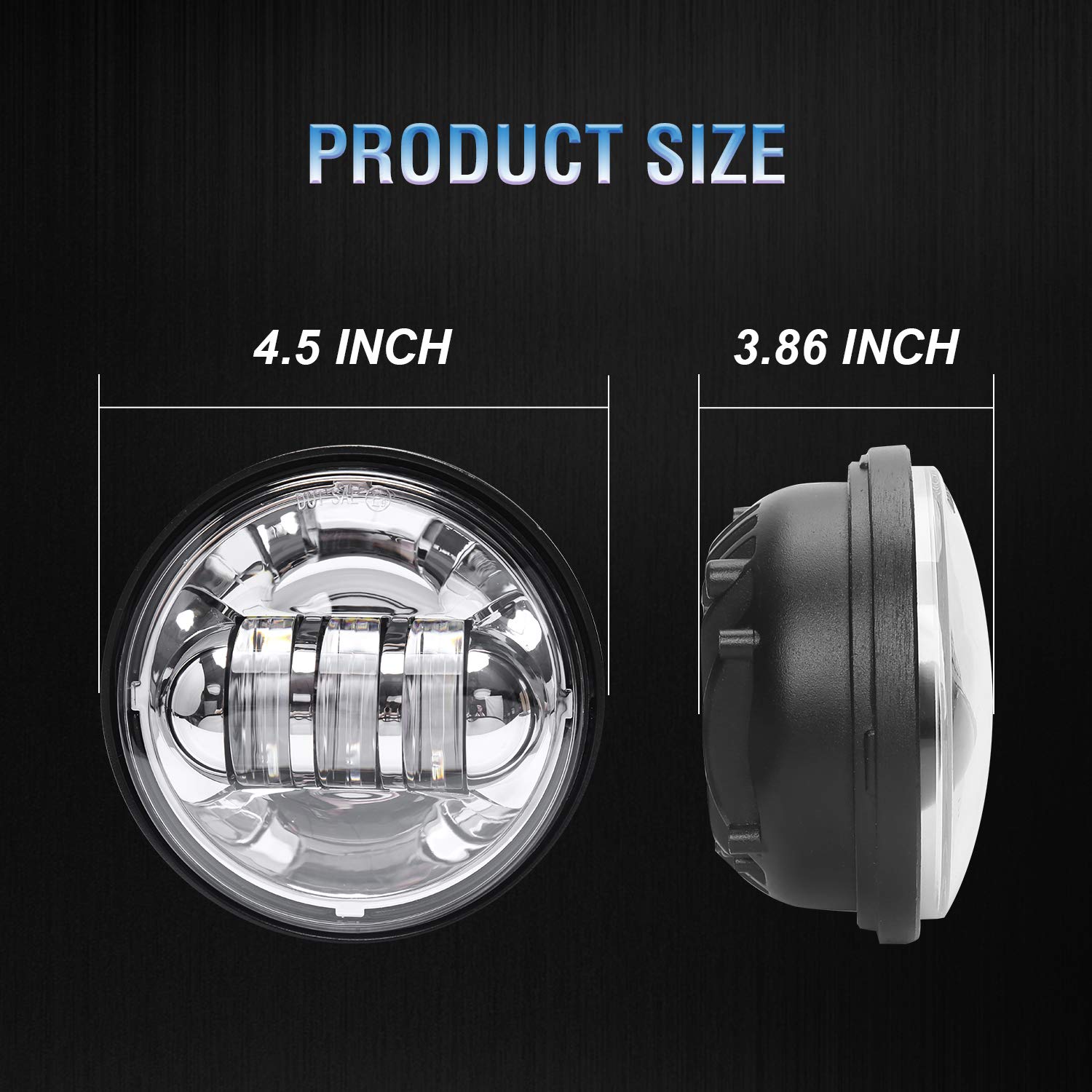 LX-LIGHT Dot approved 2 PCS Chrome 4.5 Inch LED Passing Light LED Fog Lamps for Motorcycles Auxiliary Light Bulb Motorcycle Proj