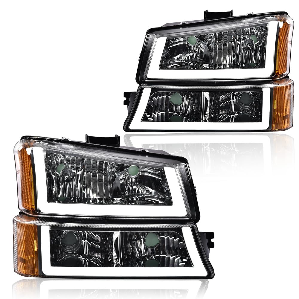 GRAND ORANGE LED Headlight Assembly, Compatible with 03-06 Chevy Silverado 1500 2500 3500 HD Model/Fit 03-06 Avalanche 1500 2500
