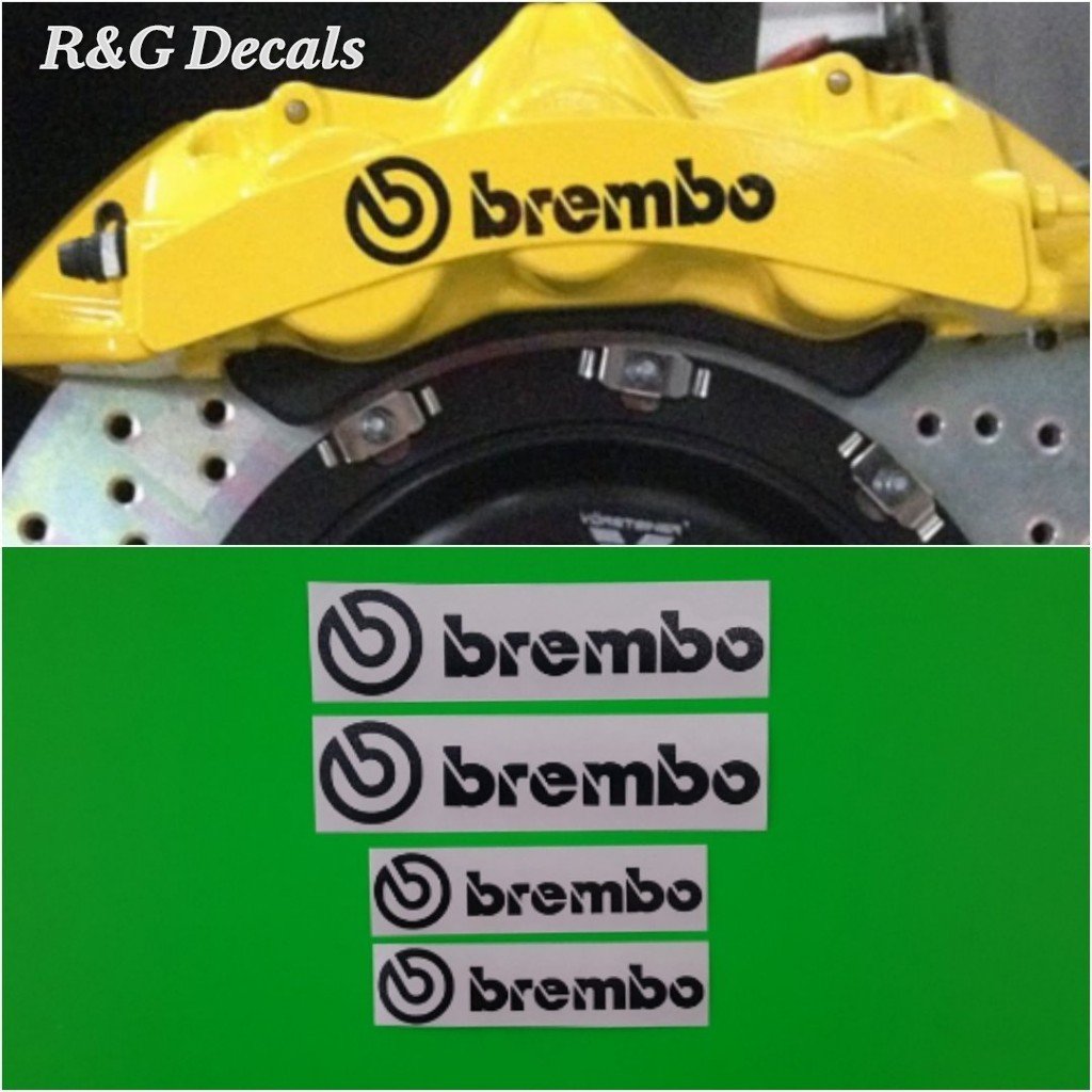 R&G Brembo 6 Piston & 4 Piston High Temp Brake Caliper Decal Sticker Set Of 4 Decals + Instructions + Decal Surface Preparation