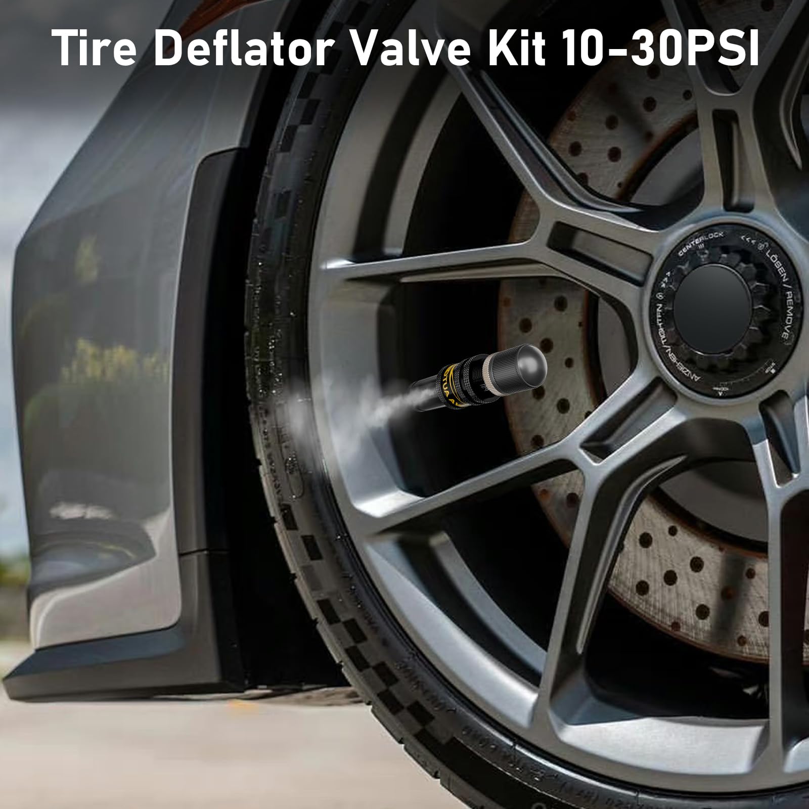 NOVA AUTO 4PCS Adjustable Auto-Stop Tire Deflator Kit 10-30 PSI, Air Down Tire Deflators Offroad Accessories 4x4, Screw-on Air D