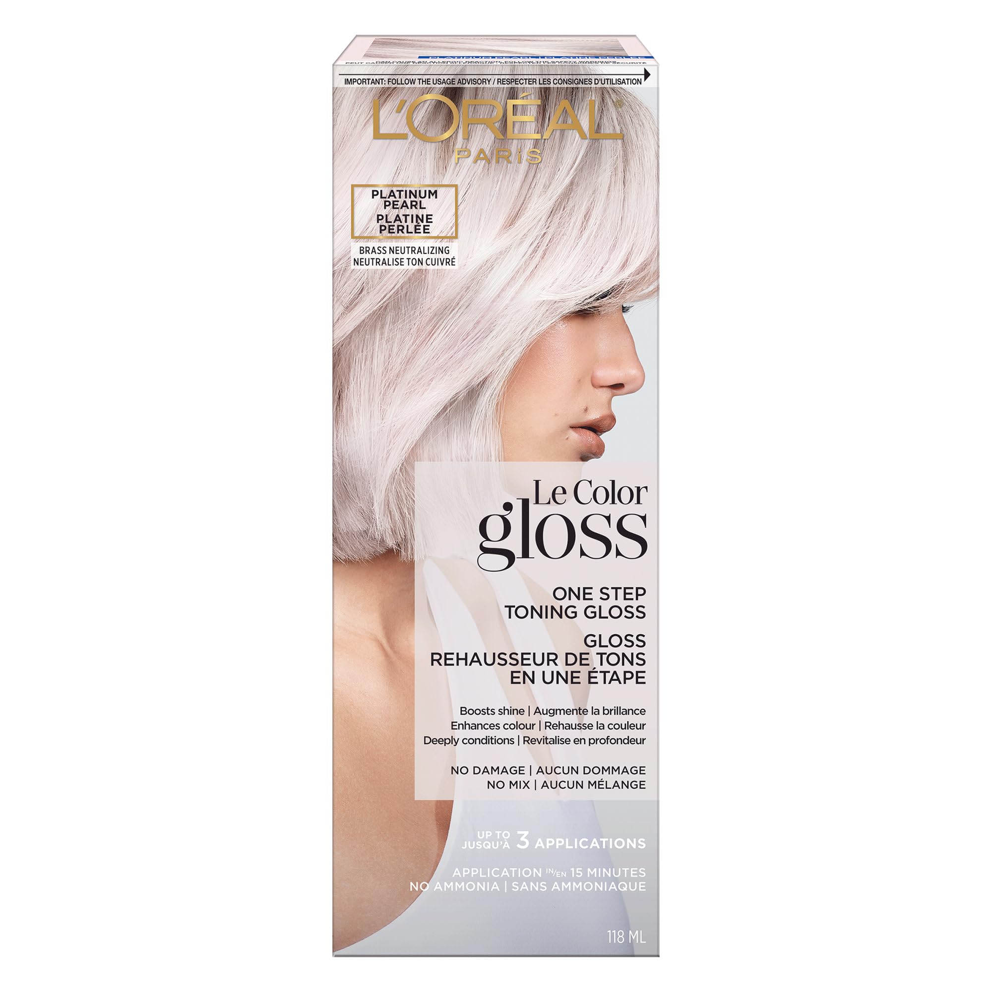 LOreal Paris Le Color Gloss One Step In-Shower Toning Hair Gloss for Bleached Hair  Neutralizes Brass  Conditions & Boosts Shine  Platinum Pearl  4 Ounce-New
