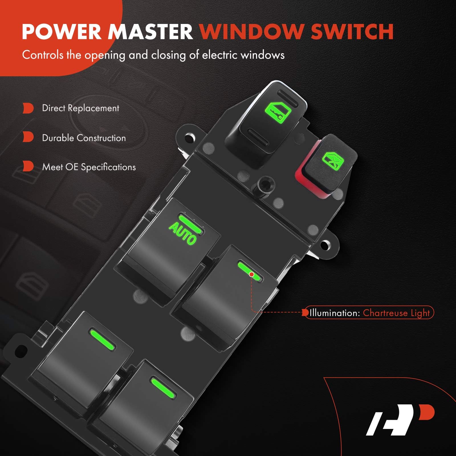 A-Premium Power Master Window Switch Compatible with Honda CR-V 2007-2011 Sport Utility, Front Left Driver Side, Replace # 35750SWAK01