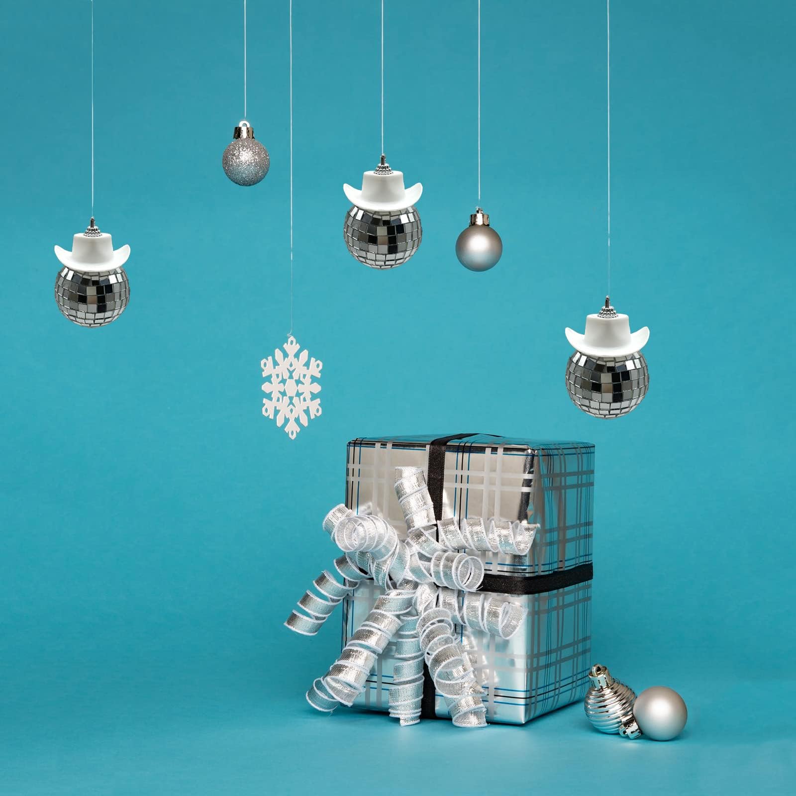 Spansee White Car Accessories, Disco Ball Cowboy Hat, Automotive Interior Accessories, Charm For Rear View Mirror