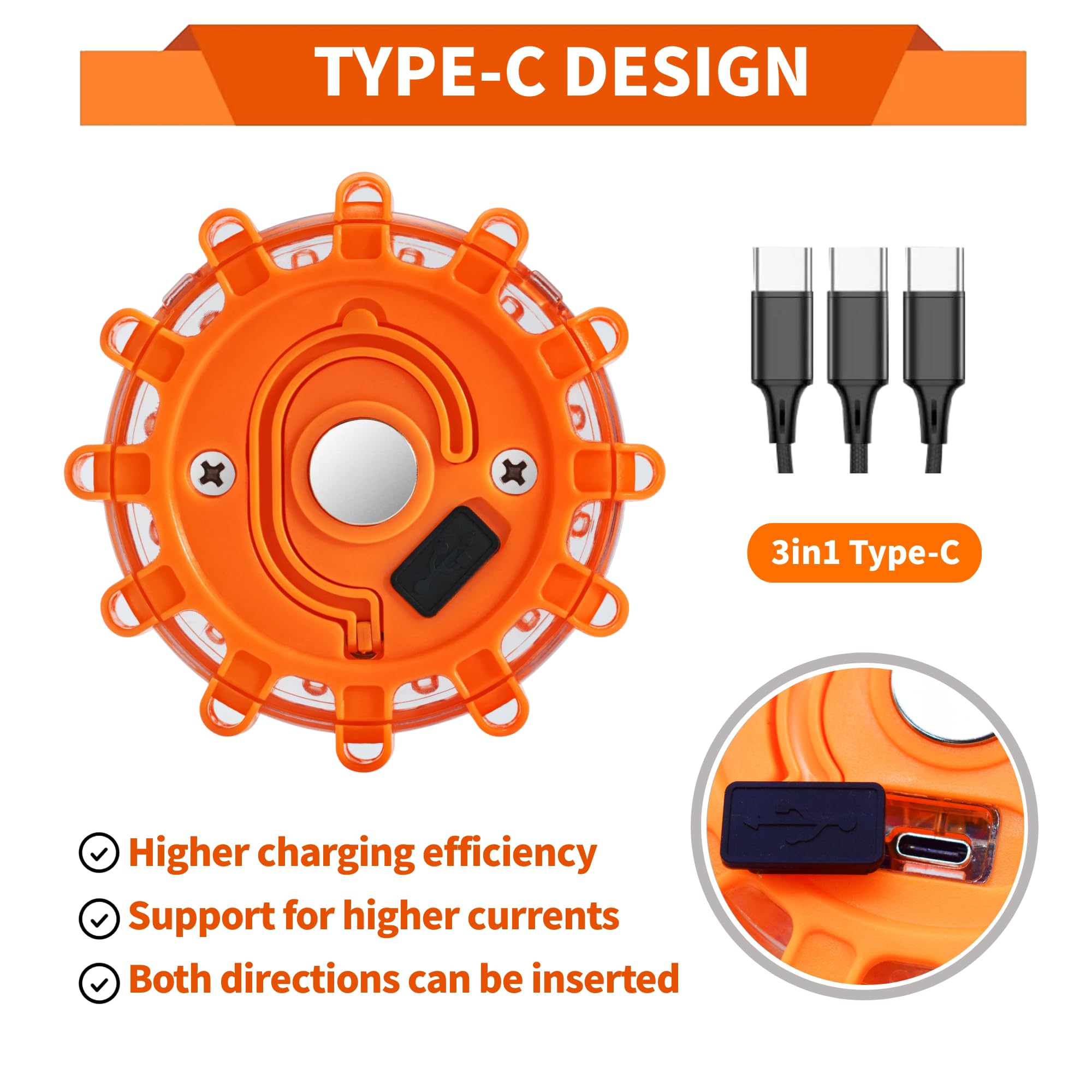 Led Road Flares 12-Pack Roadside Emergency Car Kit, Road Safety Flare Light Usb Rechargeable (Lithium Battery) Safety Beacon War