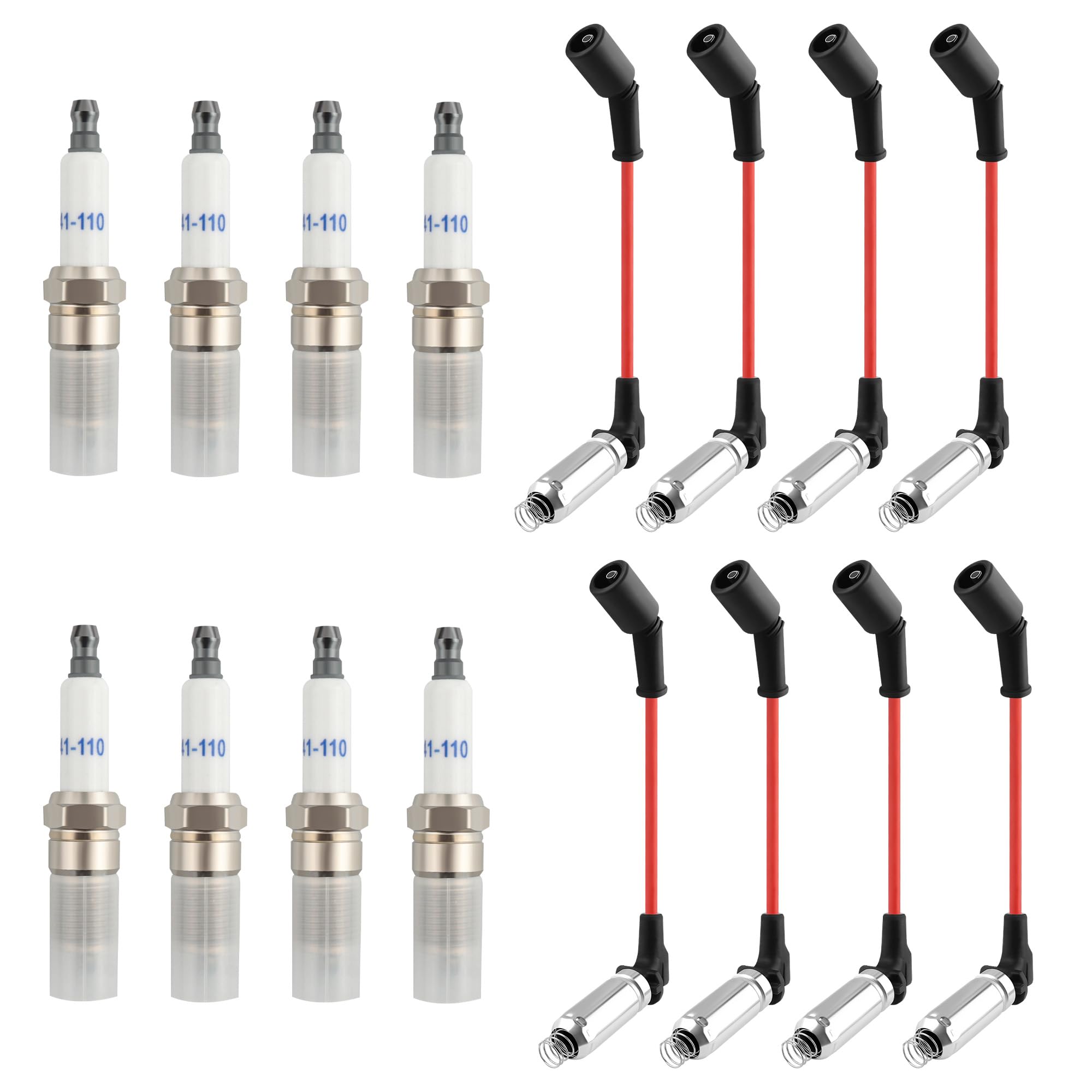 16PCS Spark Plugs and Wires Set Replacement OEM# M8-48322,Spark Plugs Wires Set Compatible with GMC Hummer Chevrolet Cadillac,Du