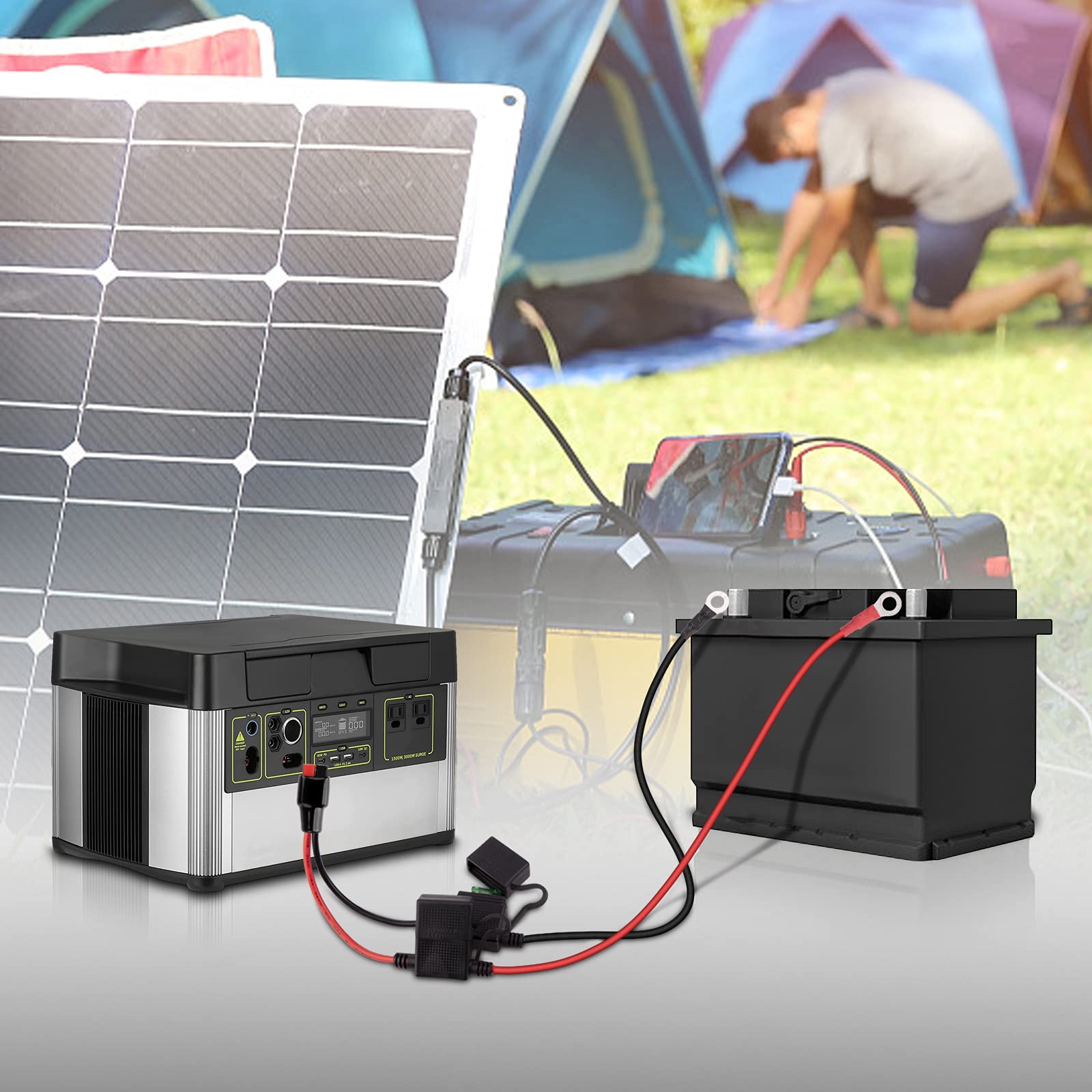 Igreely Dual Positive/Negative Atc Style Fuse Holder 10Awg Wire With Ring Terminals And 45A Connectors For Automotive 2Ft/60Cm