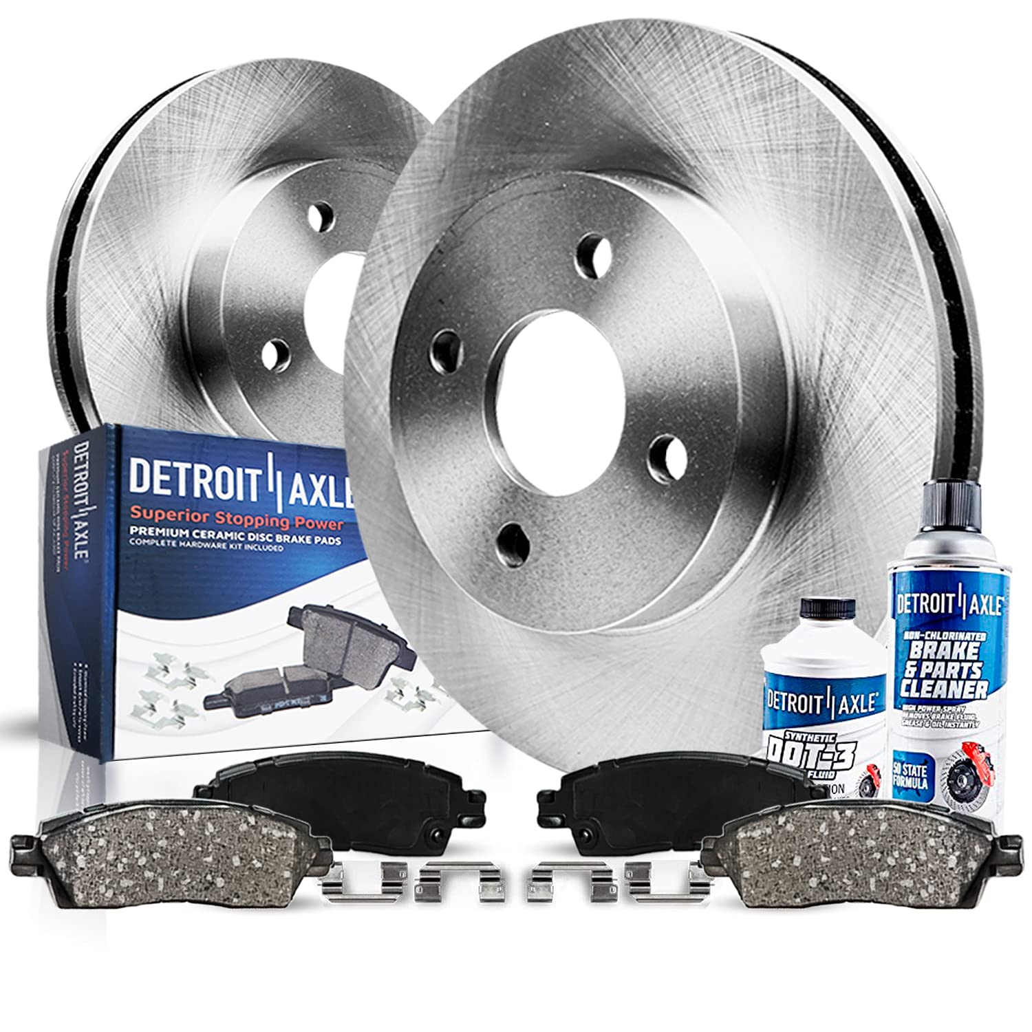 Detroit Axle - Front Brake Kit for 1998-2001/2005-2006 Hyundai Elantra, Disc Brake Rotors Ceramic Brakes Pads Replacement: 10.12