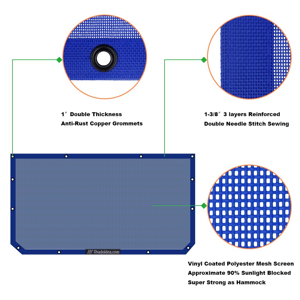 Shadeidea Sun Shade Top For Jeep Wrangler Jl (2018-2023) Unlimited 2 Door And 4 Door Front-Blue Mesh Screen Sunshade Jlu Sahara