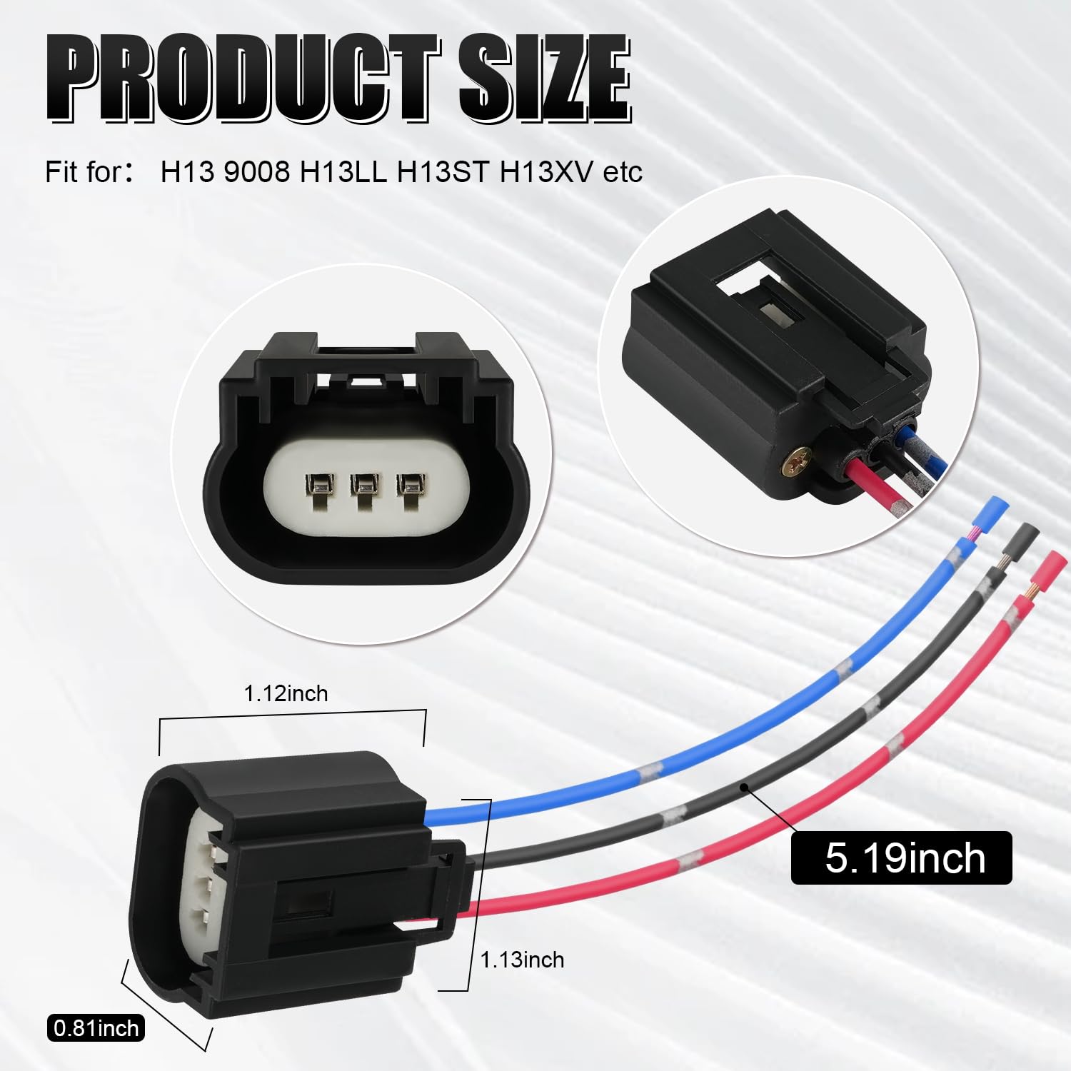 Ibrightstar H13 9008 H13Ll H13St H13Xv Female High Temperature Ceramic Adapter Wiring Harness Sockets Wire For Headlights Or Fog