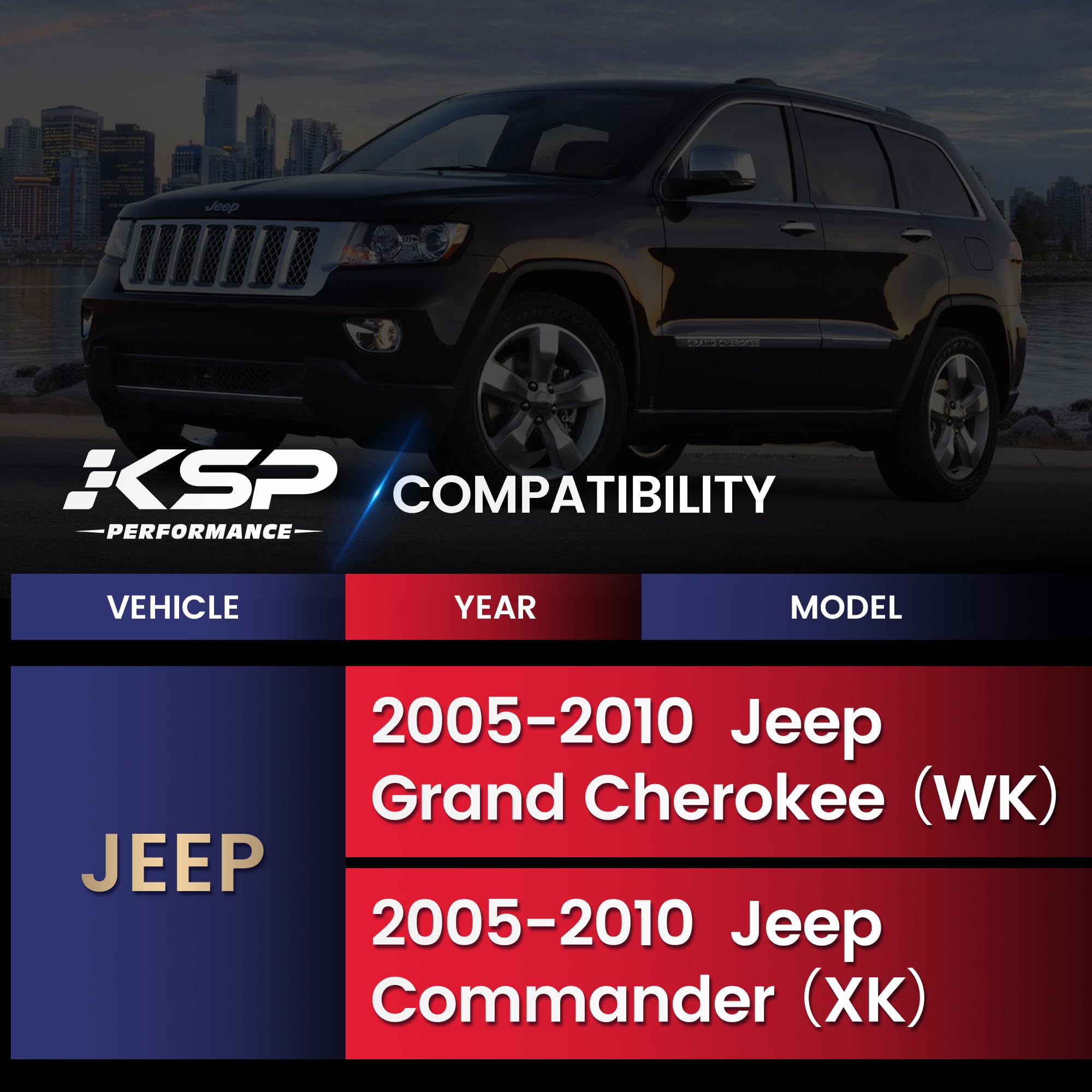 KSP PERFORMANCE 1-4" Adjustable Upper Control Arms Kit for Jeep Grand Cherokee WK 2005-2010, Black Carbon Steel, Model 3C293023