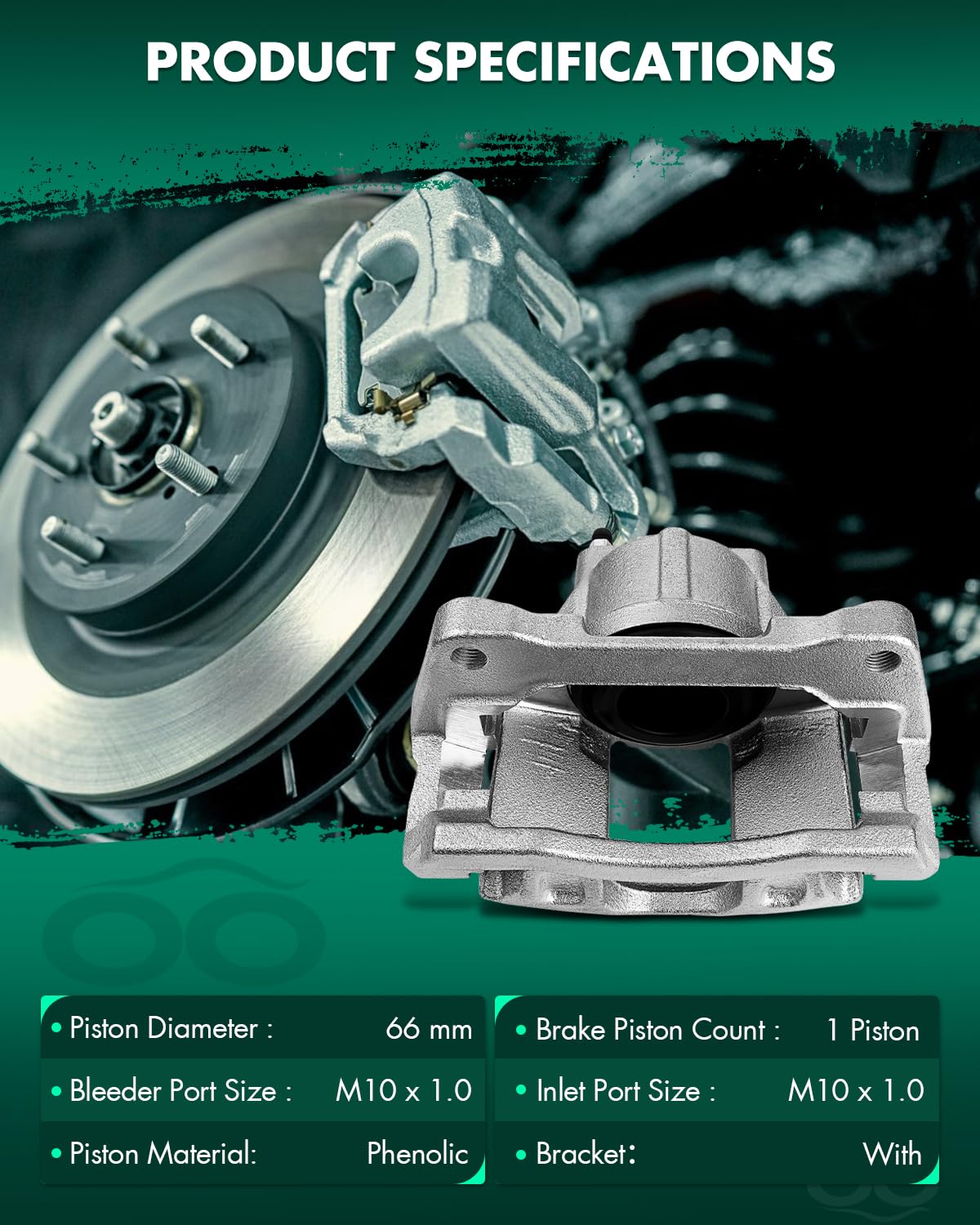 Scitoo Front Left Brake Caliper With Bracket 18B5044 Compatible For Chrysler 2008-2012 For Dodge 2007-2016 For Jeep 2007-2012 Fo