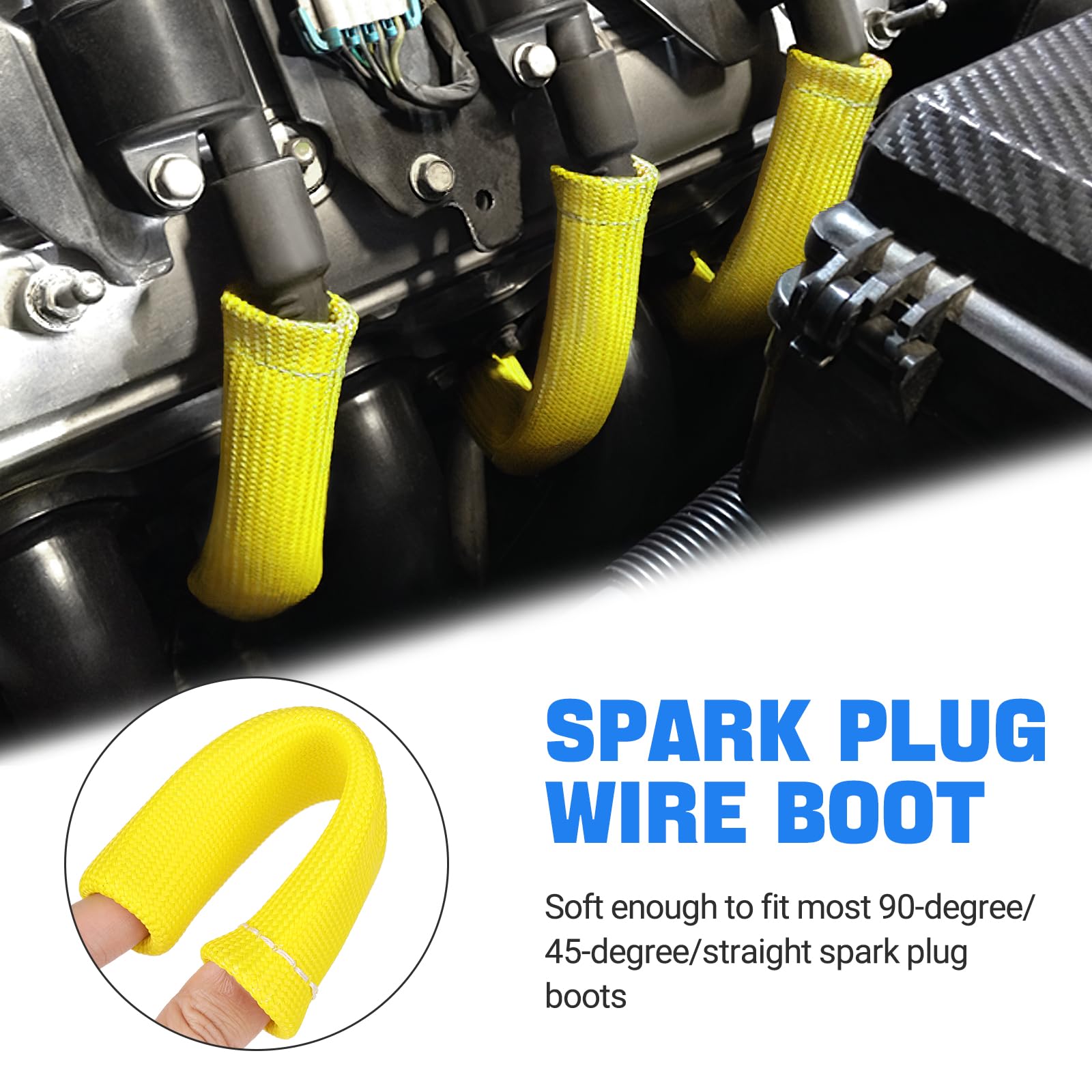 Shinehome 2500 Spark Plug Heat Shield Sleeve For 8Pcs Spark Plug Wire Boots Ls1/Ls2 Sbc Bbc 350 454 Spark Plug Wire Heat Sleeve