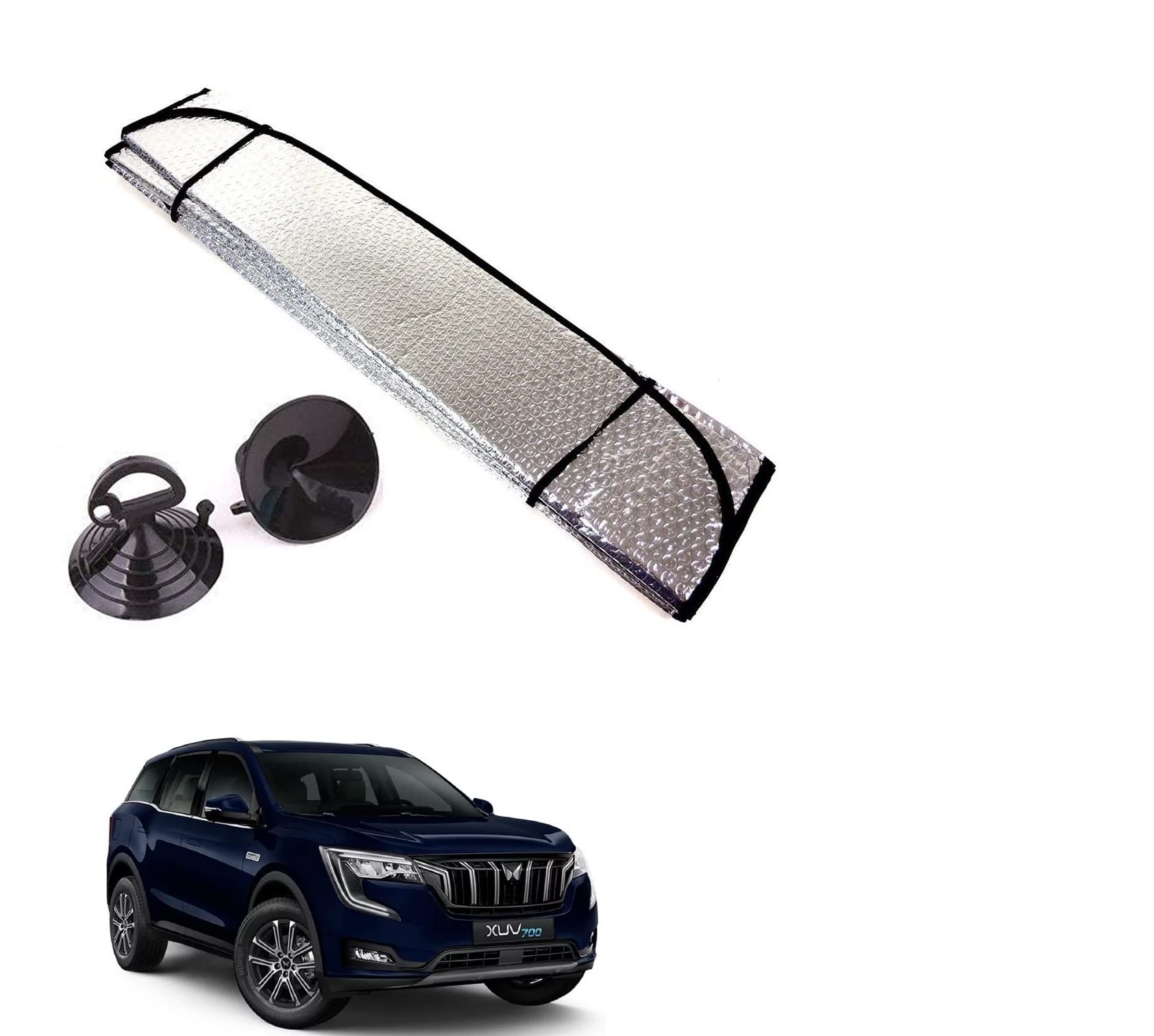 Auto Addict Car Sunshades Aluminium Foil Foldable Windshield (Front Window,Rear Window,1 pc) Sunshade for Mahindra XUV 700