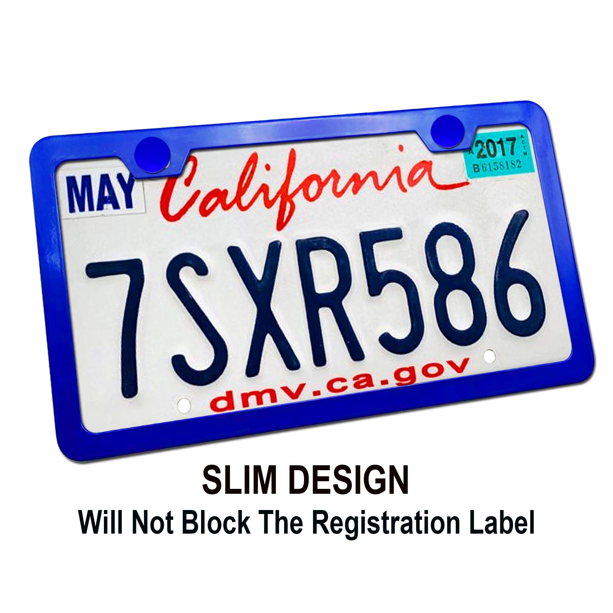 Bggtmo Blue License Plate Frames- Metal Aluminum Car Tag Cover, 2 Pack Slim Front & Rear Holders For Women, Men, Personalized Ca