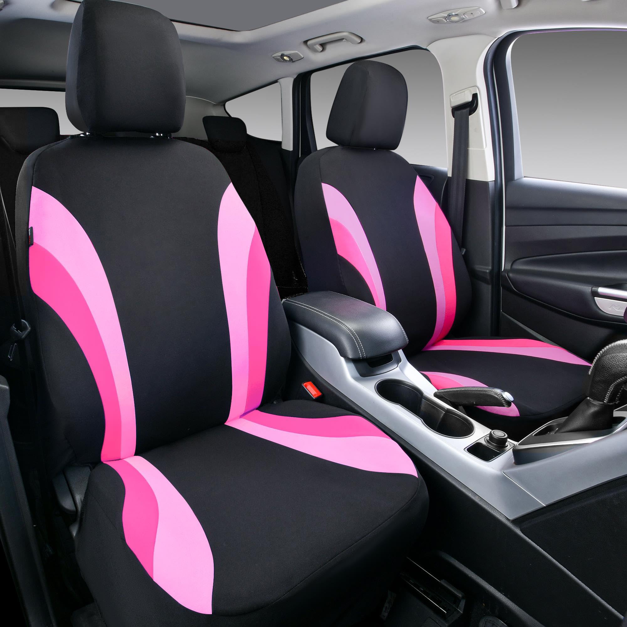 Car Pass Line Rider Sporty Front Seat Covers,Pink Car Seat Covers Two Front Seats Only For Cute Women Girl, Airbag Compatible,Un