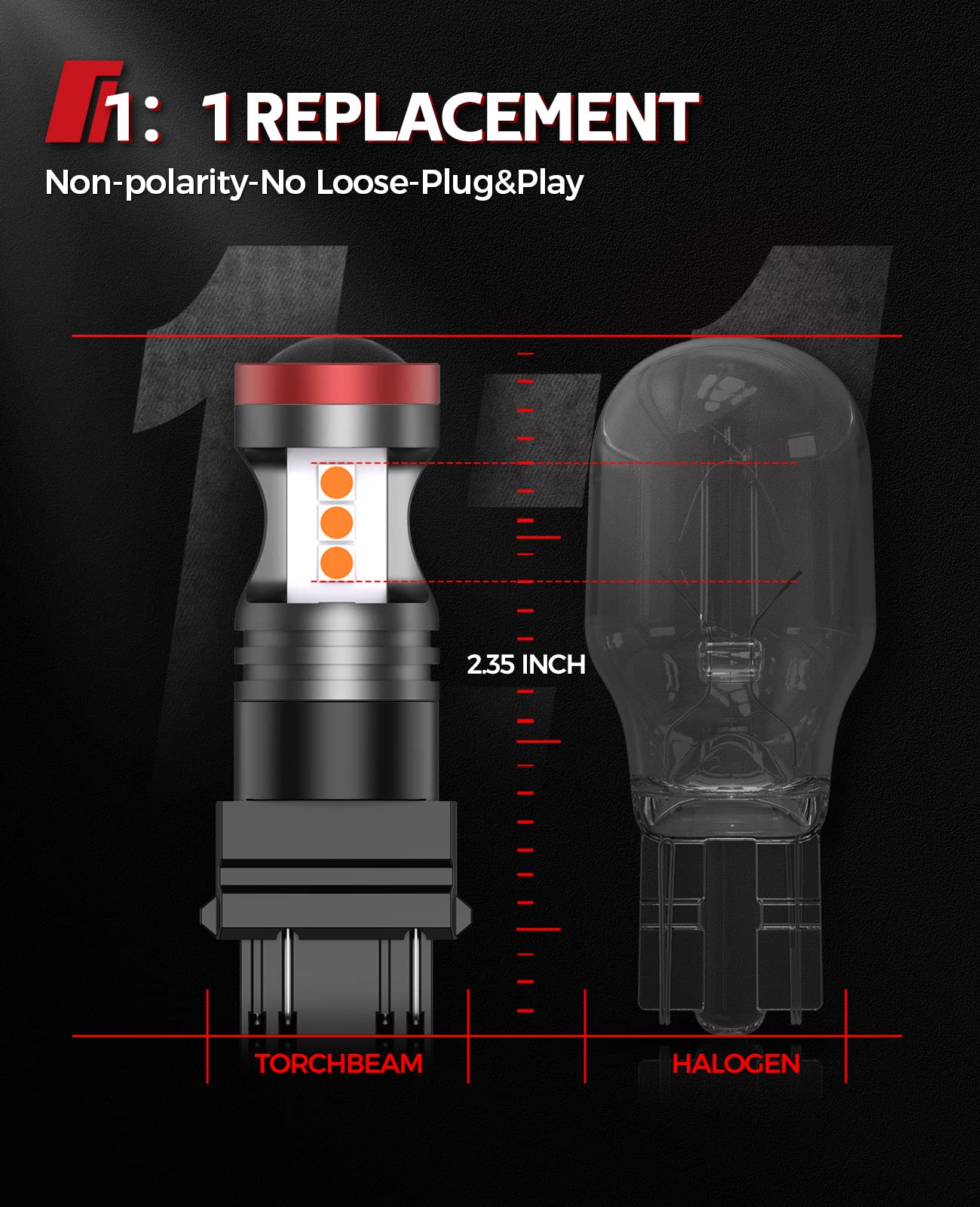 Torchbeam 3157 Led Bulbs, Amber Yellow Led Turn Signal Lights Bulbs, 400% Brighter 3156 3057 3457 4157 Led Bulb With Projector R