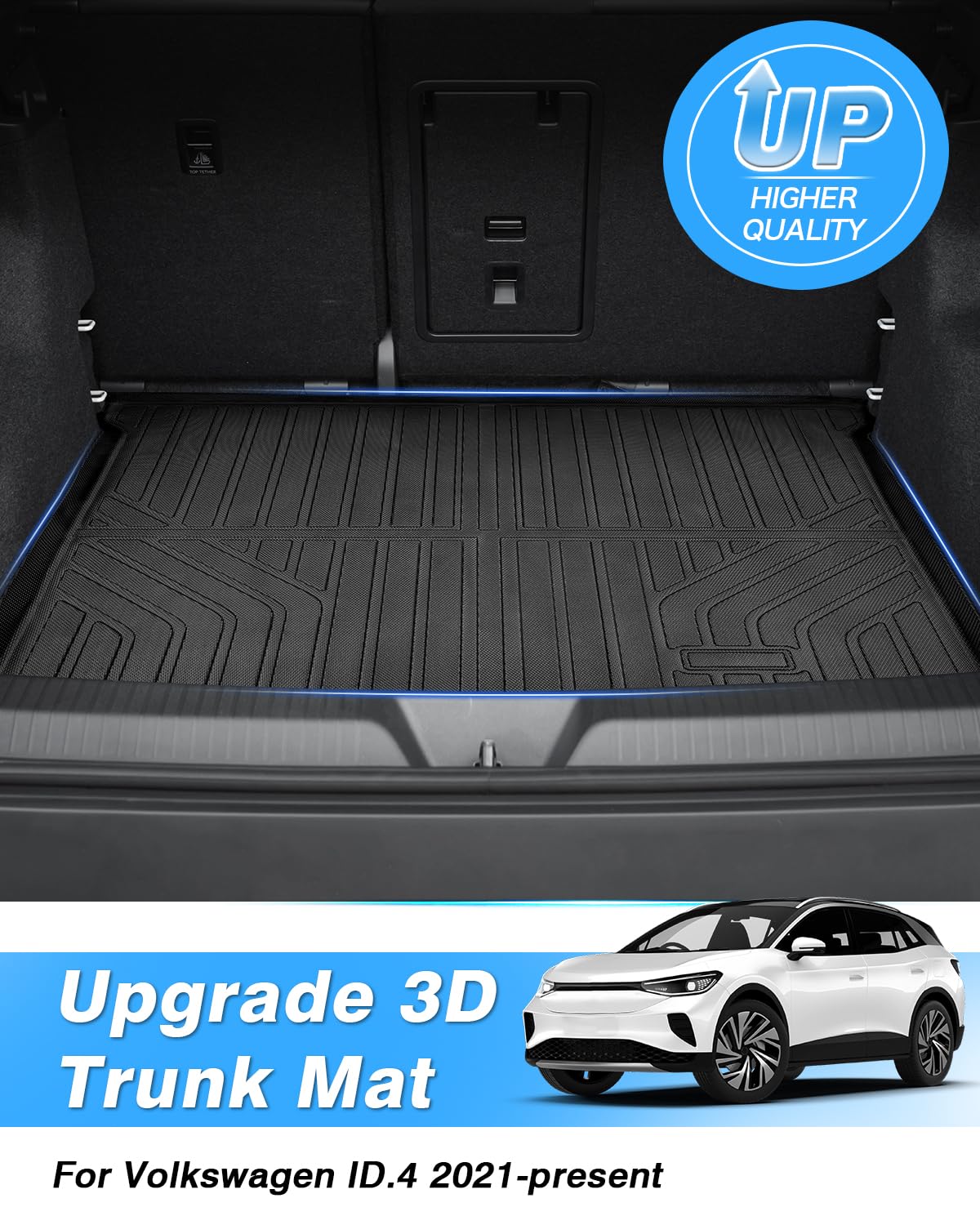 Powerty Cargo Mat For Volkswagen Id.4 2021 2022 2023 2024 2025 Accessories Trunk Mat In Upper Position All Weather Cargo Liner R