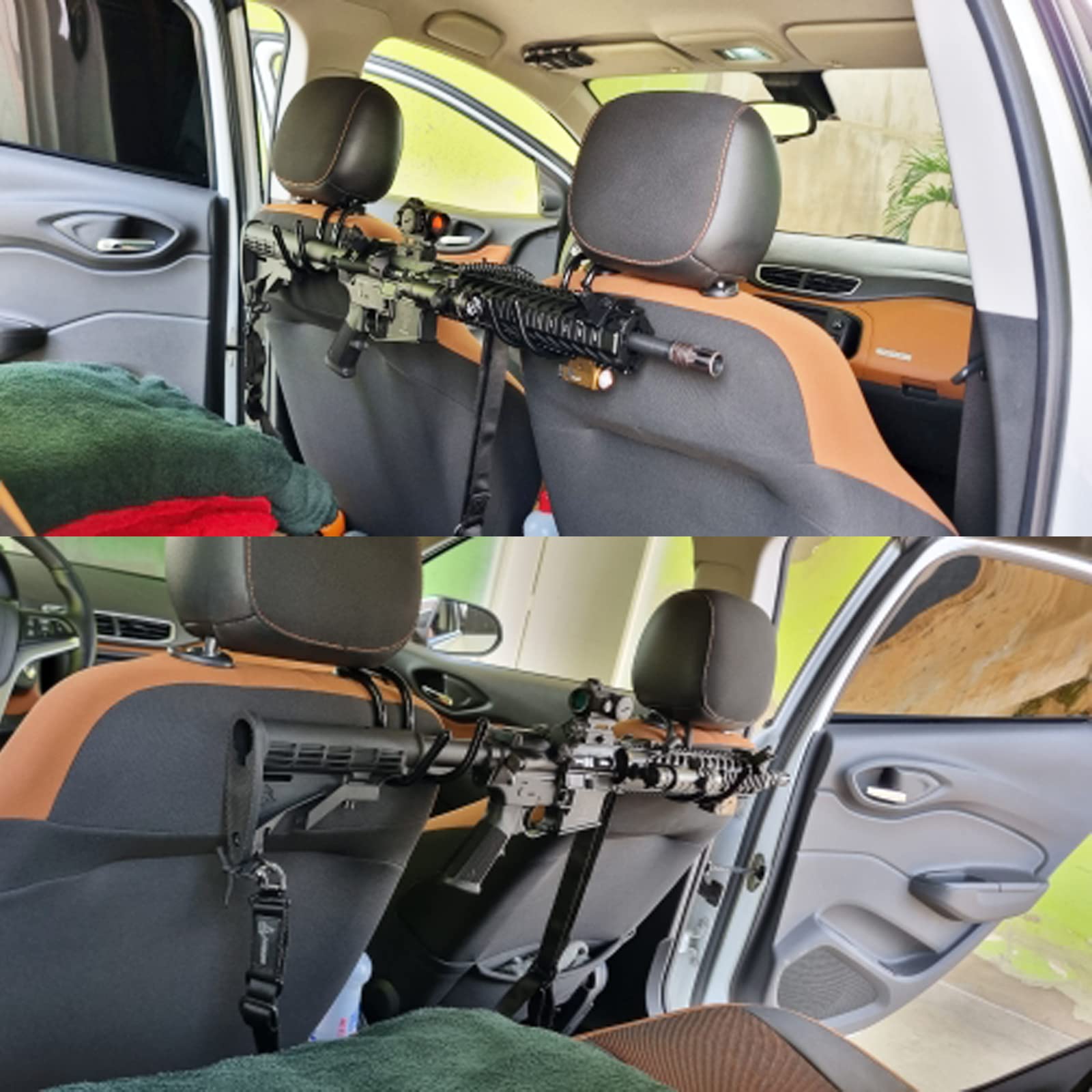 2 Pack Seat Back Gun Rack Bow Rack Holder Gun Holder Gun Sling Organizer For Truck, Car To Hold Rifles - No Installation Tools R