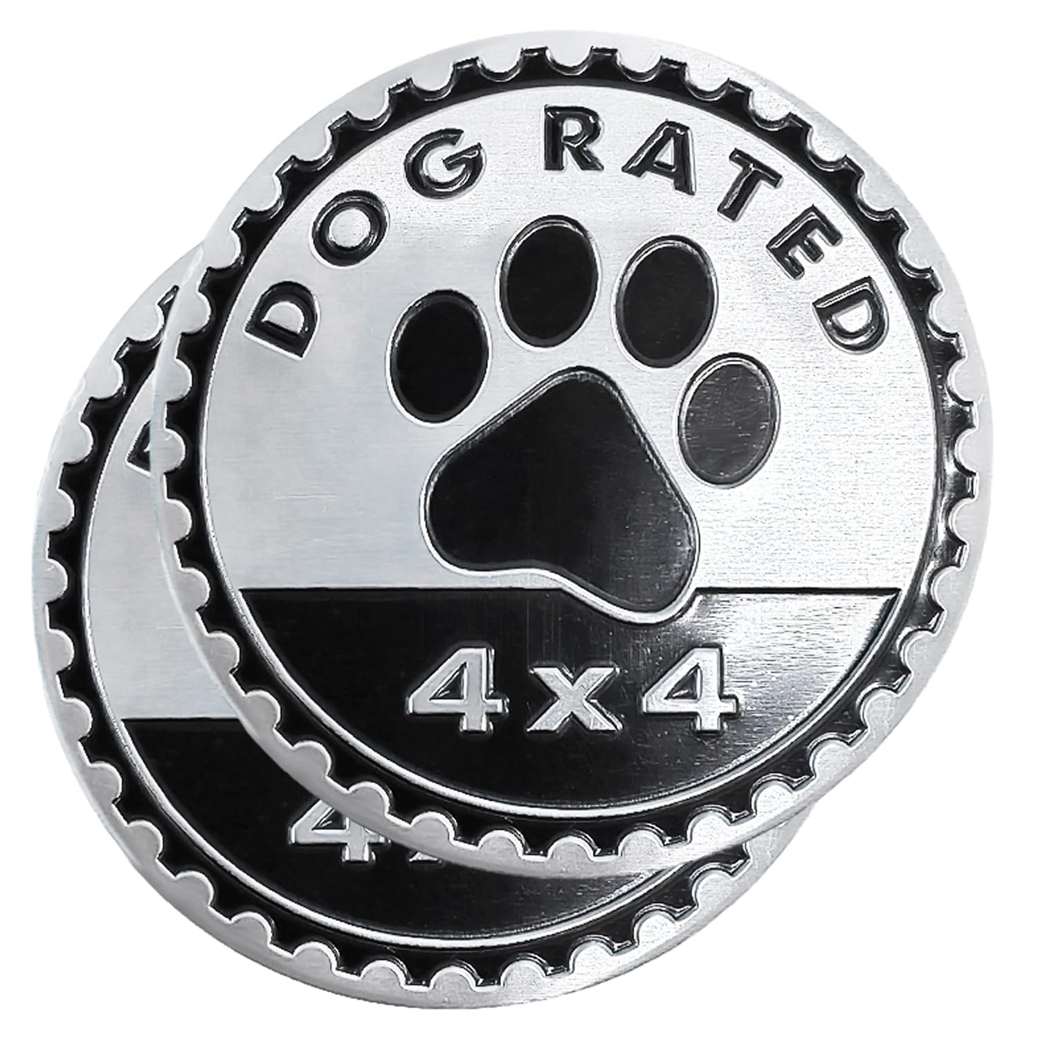 2 Pcs Dogs Badge Rated Car Emblem, 4 X 4 Metal Automotive Badge, 3D Round Metal Car Badges Emblems, Car Badge Decals Stickers Co