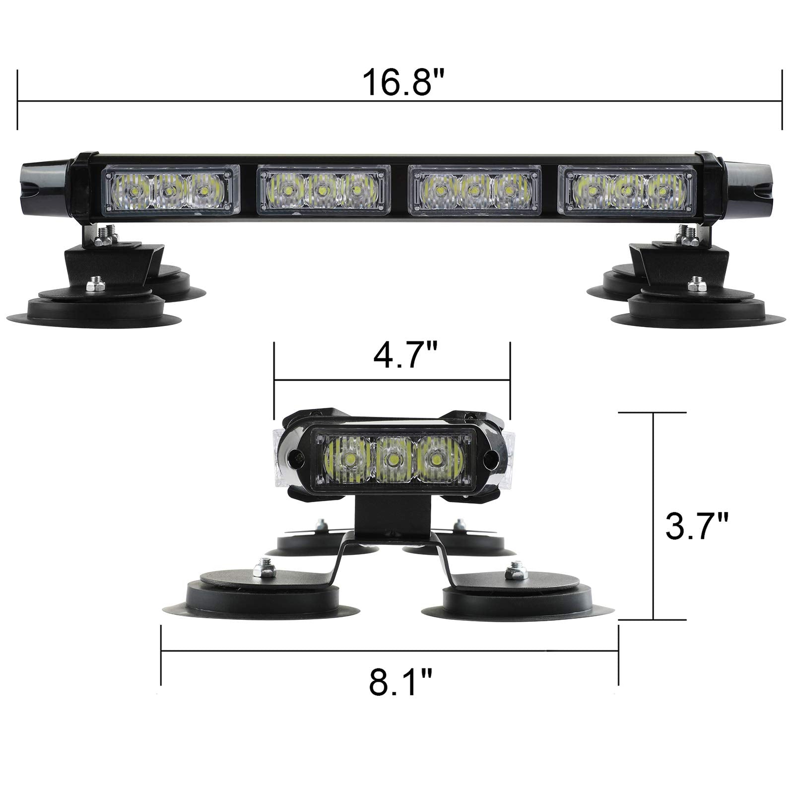 Aspl 16.8 Inch Led Strobe Flashing Light Bar, 26 Flashing Modes High Intensity Emergency Hazard Warning Beacon Lights With Magne