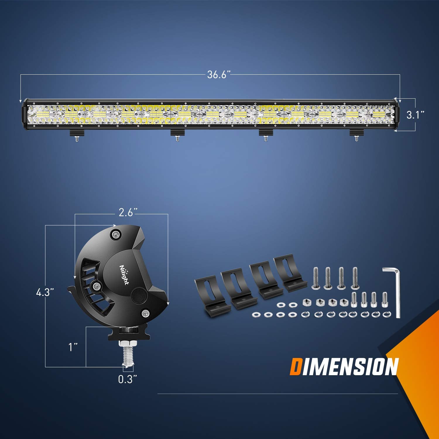 Nilight Led Light Bar 37Inch 780W Triple Row Flood Spot Combo 78000Lm Driving Work Light Off-Road Lighting For Trucks Pickup Car