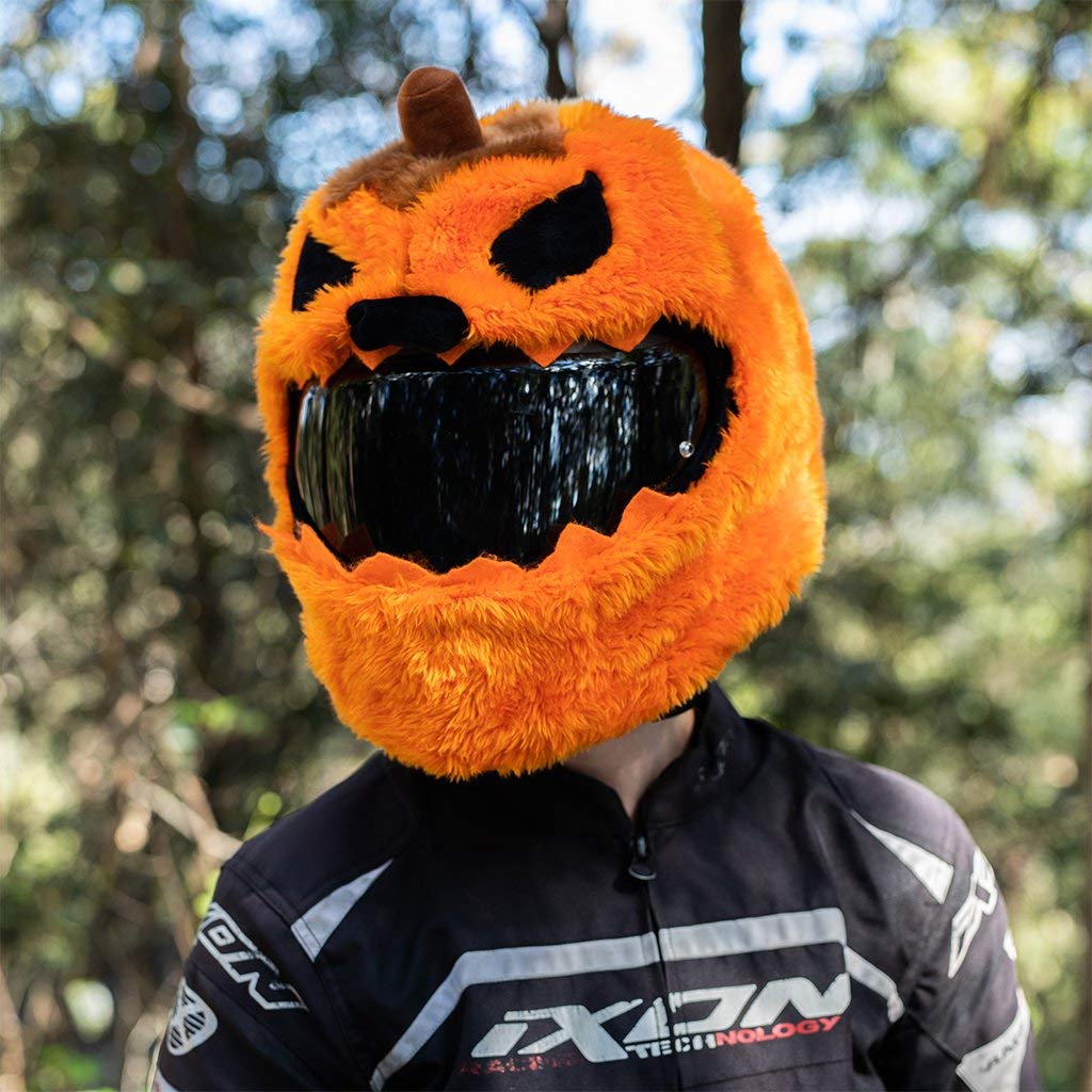 Moto Loot Helmet Cover For Motorcycle Helmet, Fun Rides And Gifts (Cover Only. Helmet Not Included) - Evil Pumpkin