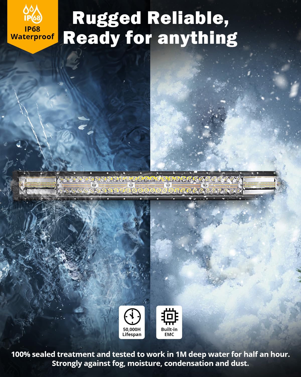 Auxbeam 6 Modes Amber White Series, 30 Inch 180W Led Light Bar Dual Color Flash Strobe Light, Spot Flood Combo Emergency Off-Roa