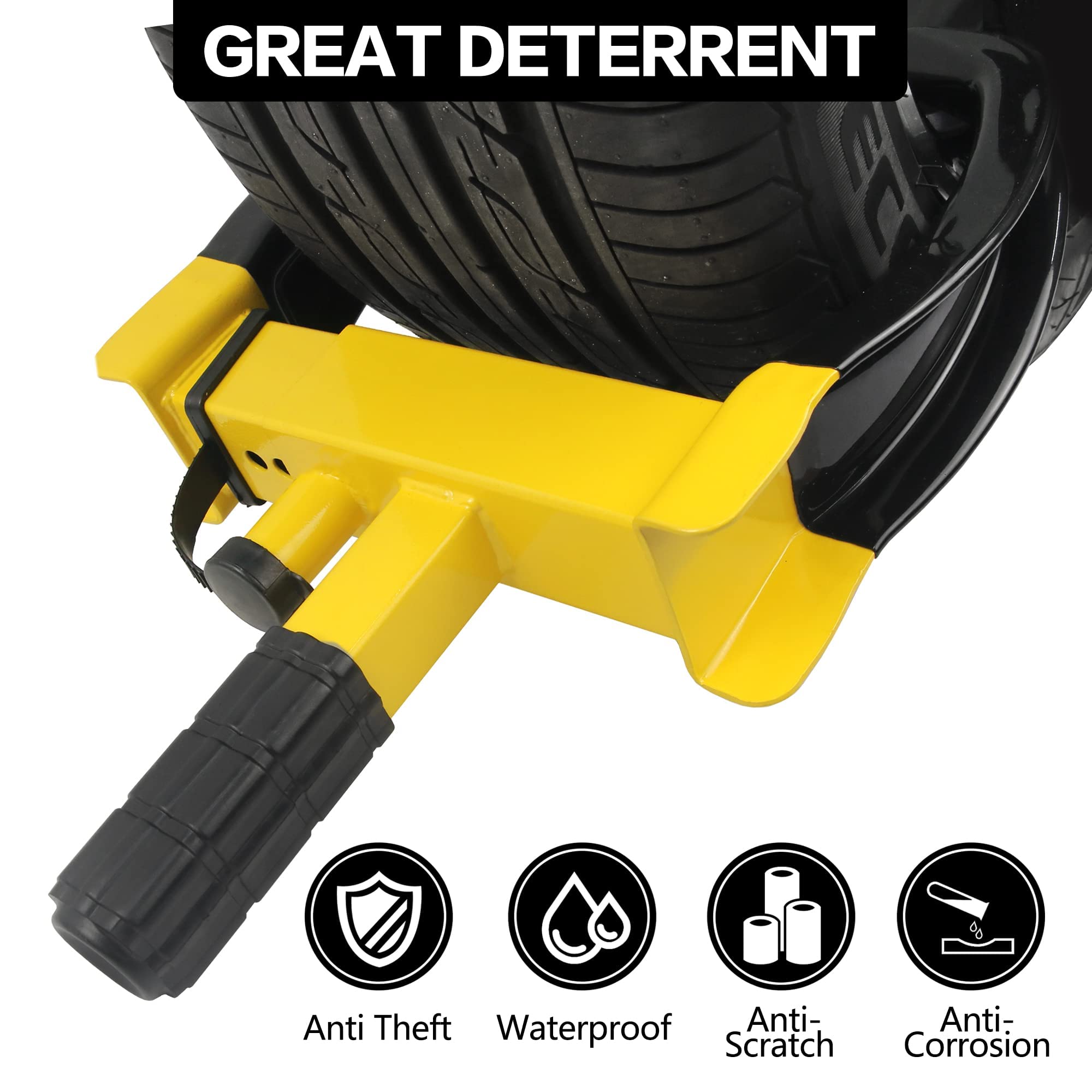 KAYCENTOP Wheel Clamp Lock - Universal Anti-Theft Tire Lock, Fits Most Vehicles, 2 Pack, Black, Max 10" Tire Width, 7" Reach