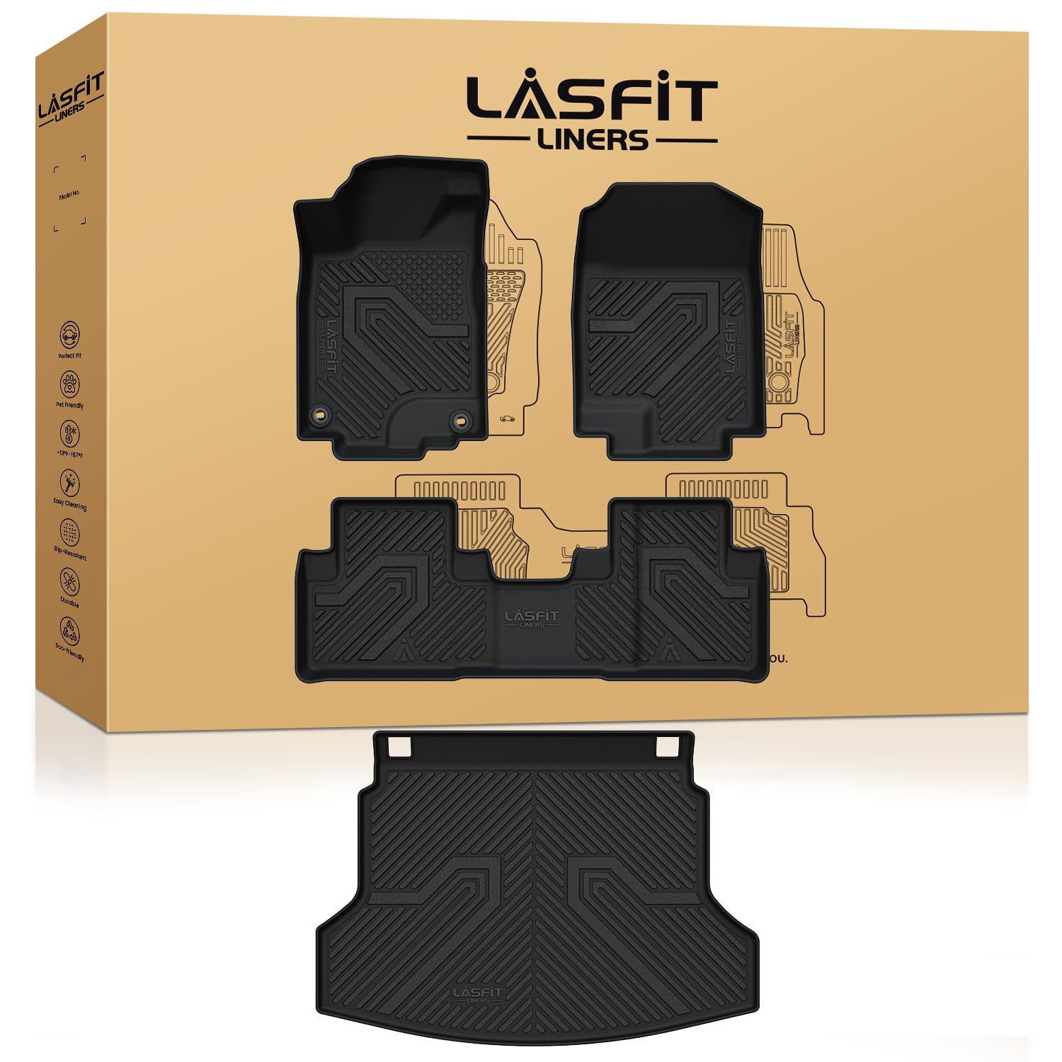 Lasfit Floor Mats & Trunk Mat For Honda Cr-V Crv 2012 2013 2014 2015 2016, Custom Fit All Weather Protection Tpe Floor Liner,1St