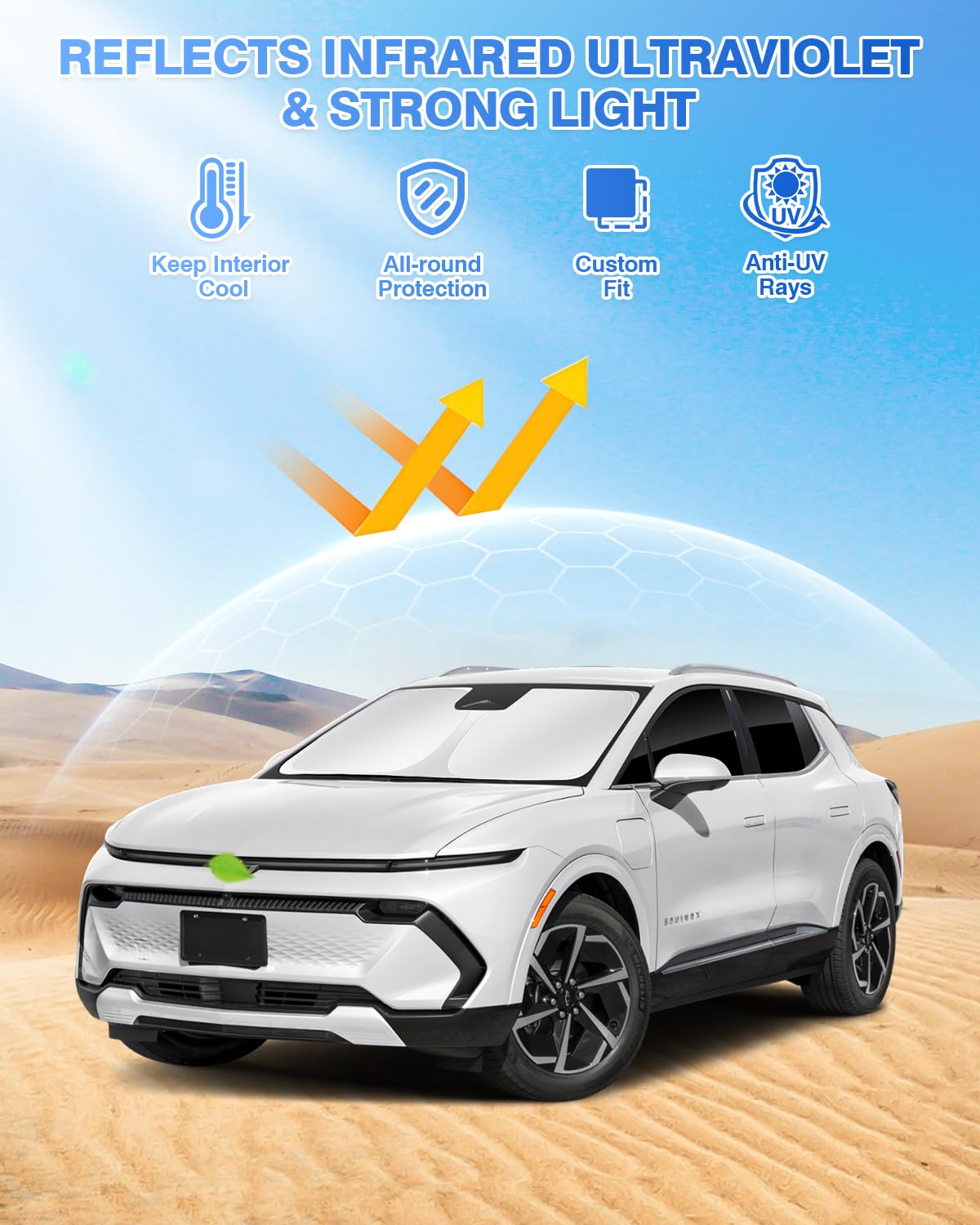 Canvcle Sunshades For 2024-2025 Chevrolet/Chevy Equinox Ev Accessories Windshield Sun Shade Side Rear Window Shade Cover Sun Vis