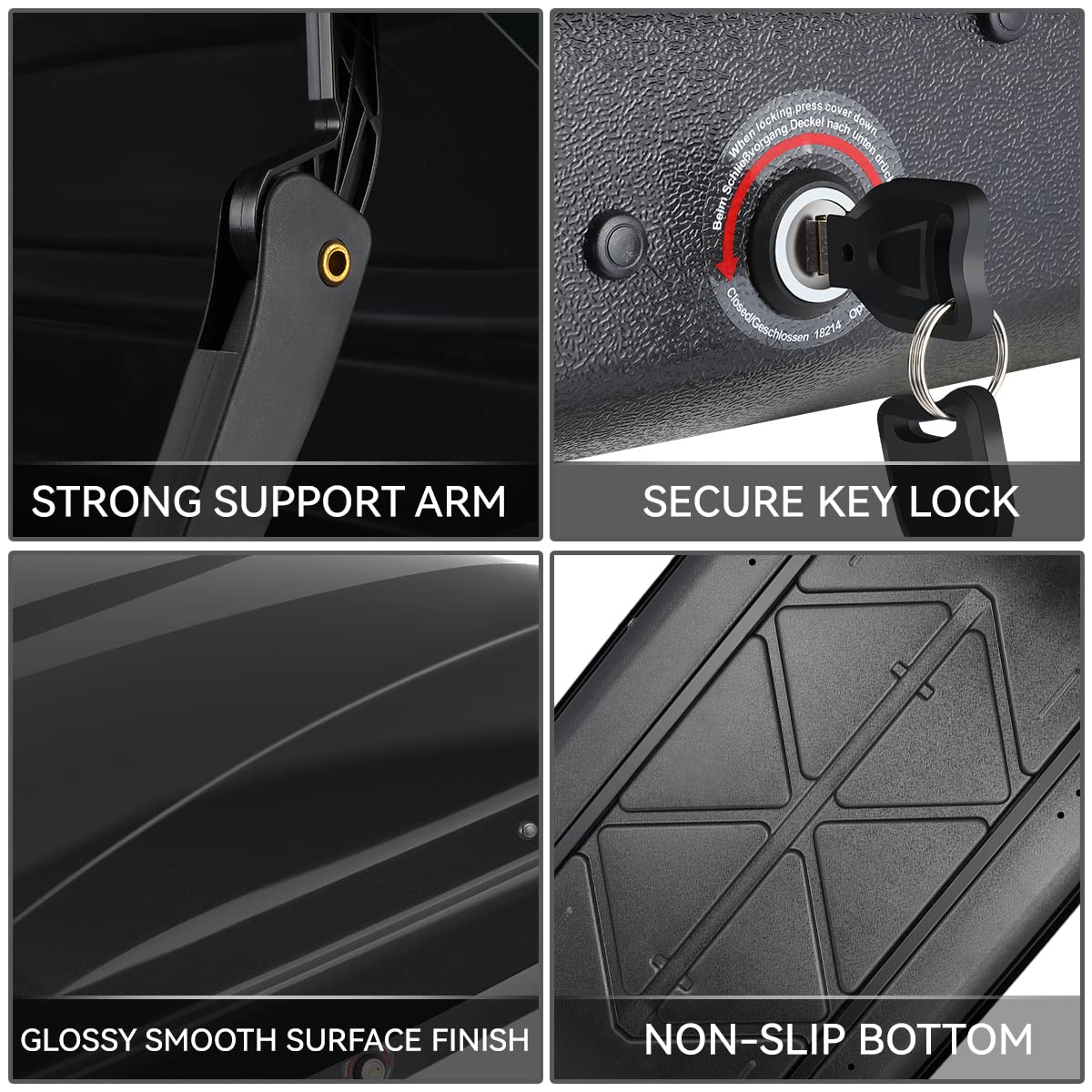 DNA MOTORING Rooftop Cargo Box Carrier Lockable Heavy Duty Car Top Storage Case, Capacity 110 Lbs, 53 L x 34 W x 15 H, 11