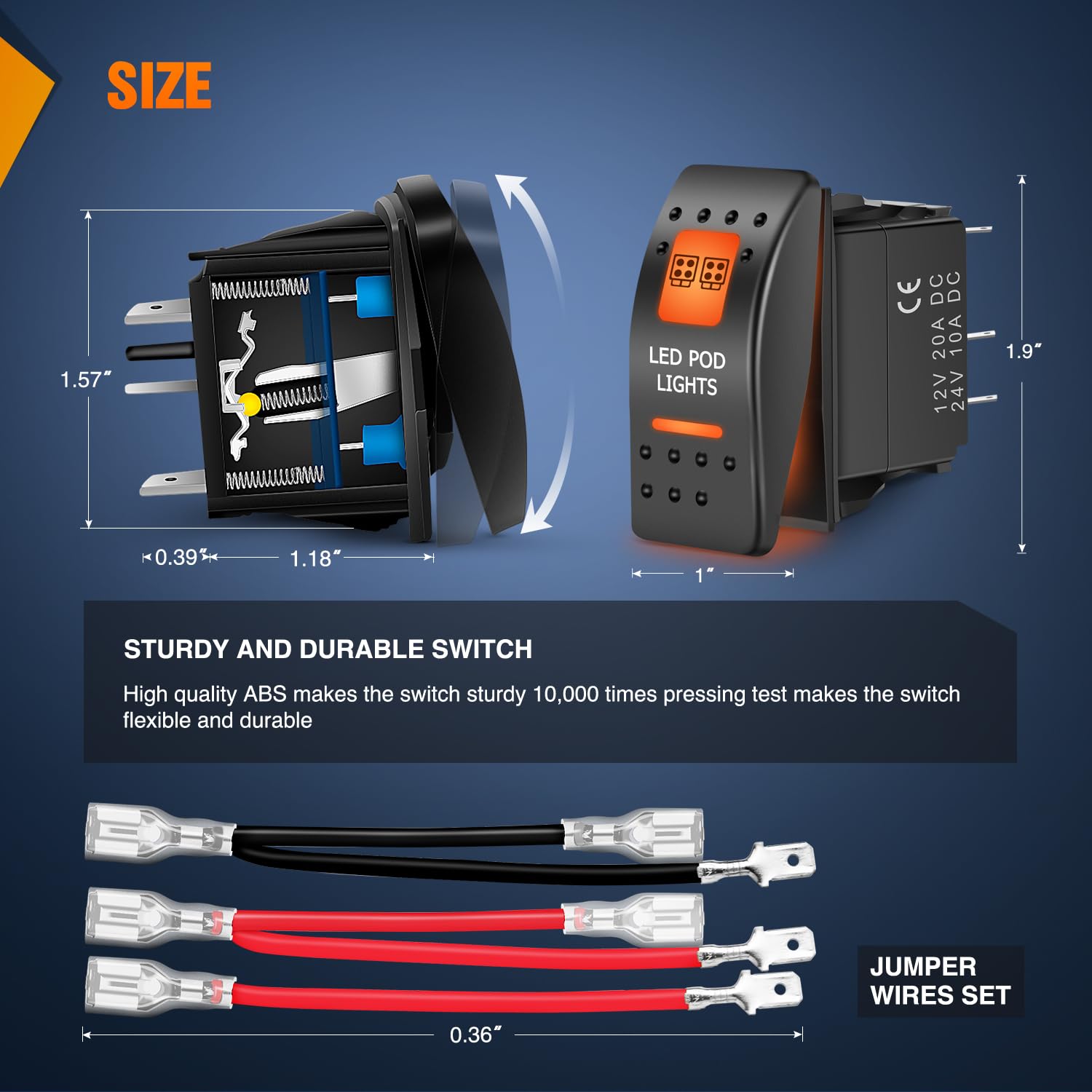 Nilight Utv Led Pod Lights Rocker Switch On Off 5Pin Spst Led Light Bar Switches W/Orange Backlit 12V 24V Toggle Compatible For