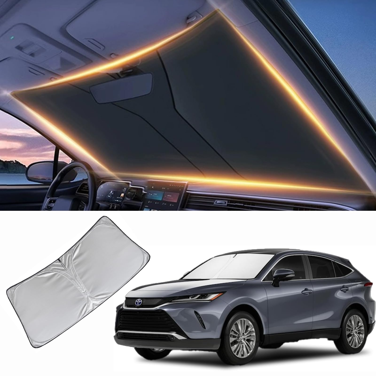 Windshield Sun Shade For Toyota Venza Front Window Shades Cover For 2021-2025 Venza Windshield Sun Visor Protector Car Accessori