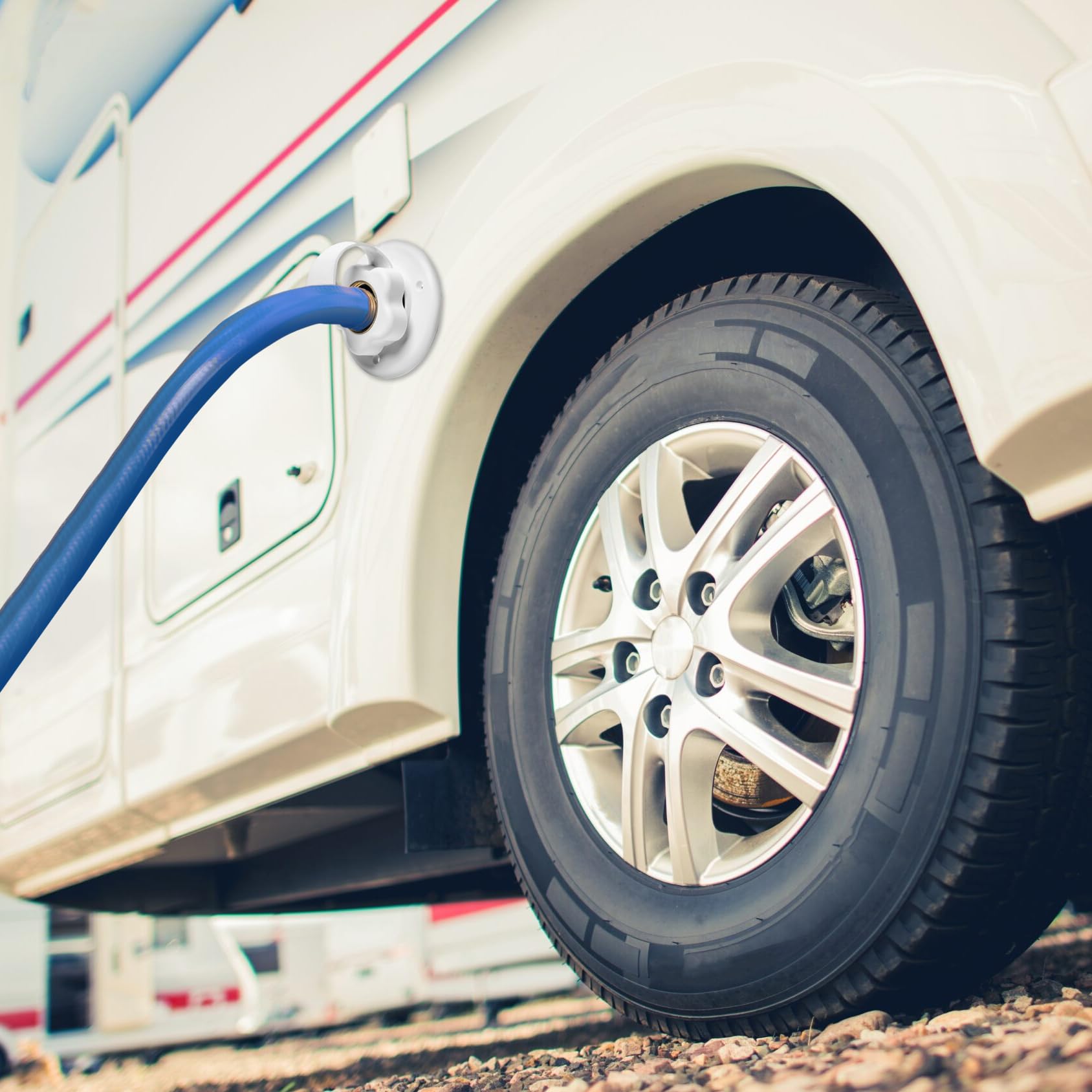 Renator RV Water Inlet Connection. RV City Water Inlet With Check Valve. Inlet Hose Connector. Hose Flange Hookup For Camper (wh