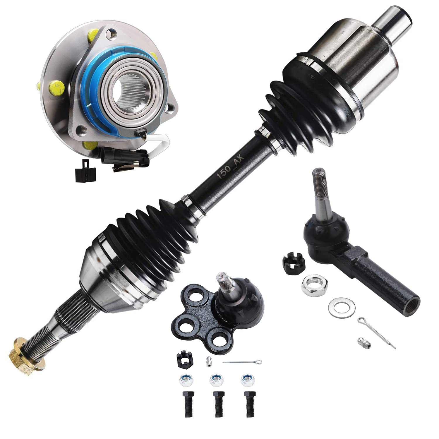 Detroit Axle - 4pc Front Left CV Axle Wheel Bearing Hub Kit for Chevy Impala Buick LaCrosse Regal Century Grand Prix Driver Side