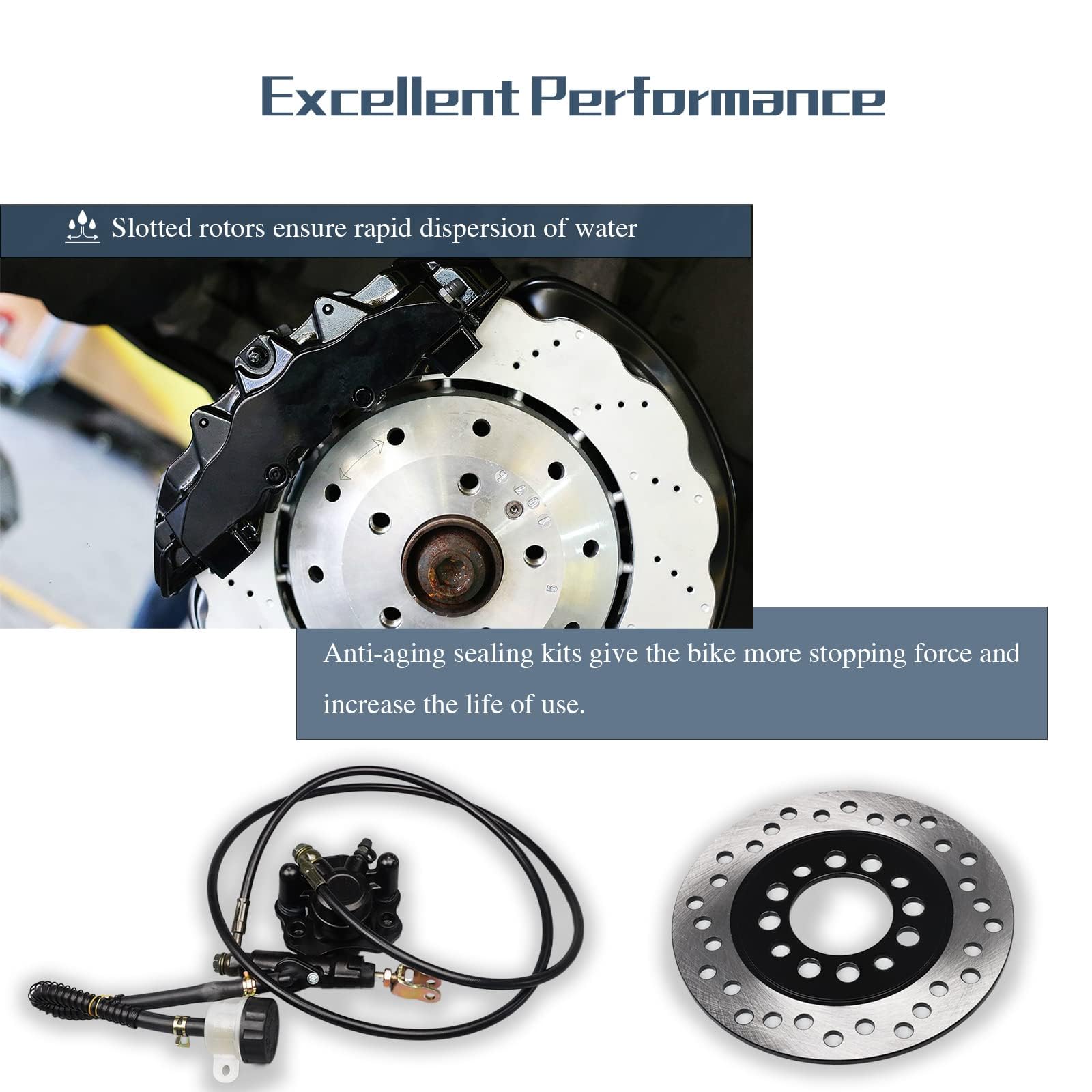 HIMARKLIF Hydraulic Rear Disc Brake Caliper System Disk Rotor Pads Compatible with Dirt Bike Quad Wheel ATV Go-kart 150cc 200cc