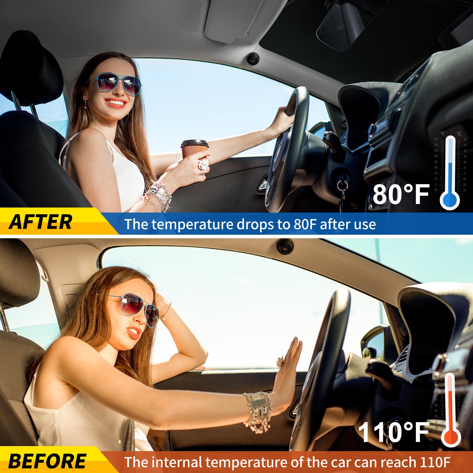 Windshield Sun Shade - Car Sun Shade with Storage Pouch, Foldable Sun Shade for Car Window Reflect UV Sun and Heat Fits Small Se