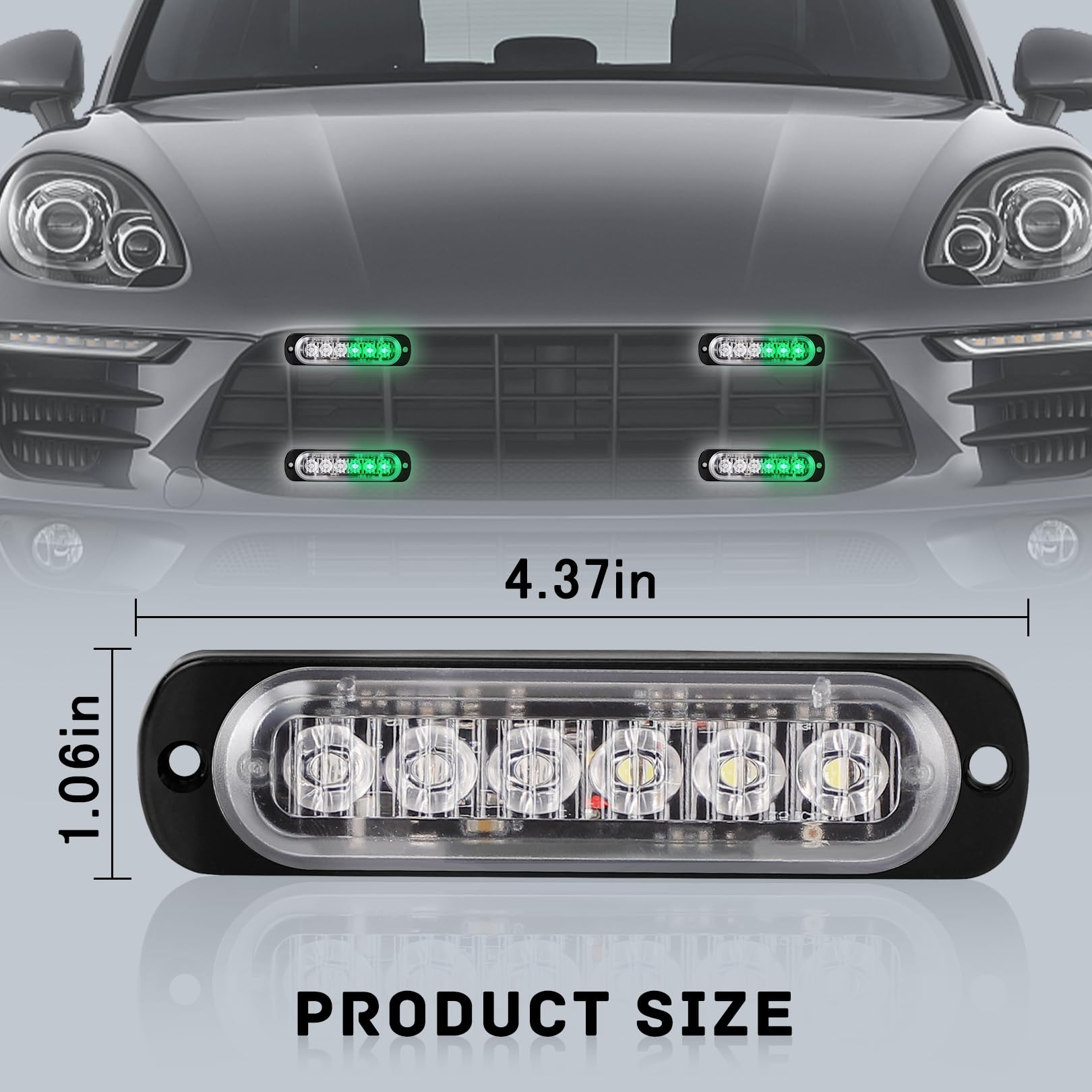 4-Pack 6 Led Amber Strobe Lights Vehicles Trucks Emergency Strobe Lights Kit 12V -24V Warning Hazard Flash Strobe Lights Grill G