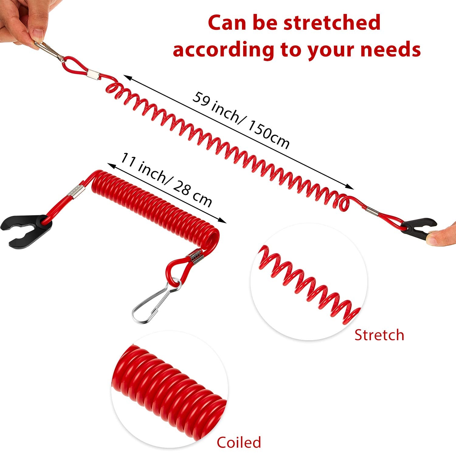 Frienda 4 Pieces Universal Outboard Kill Switch Keys With Safety Stop Switch Lanyard Suit For Most Board Engine