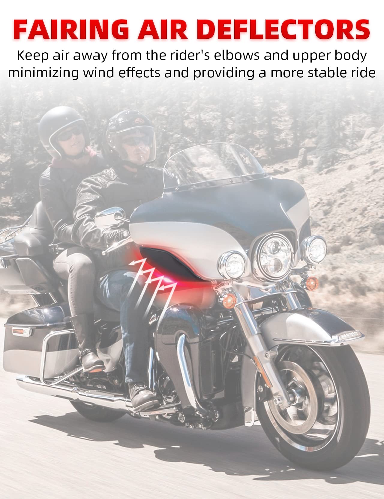 Amazicha Black Fairing Air Deflectors Side Wings Windshield Side Cover Shield Compatible For Harley Davidson Street Glide Electra Glide Tri Glide 1996-2013