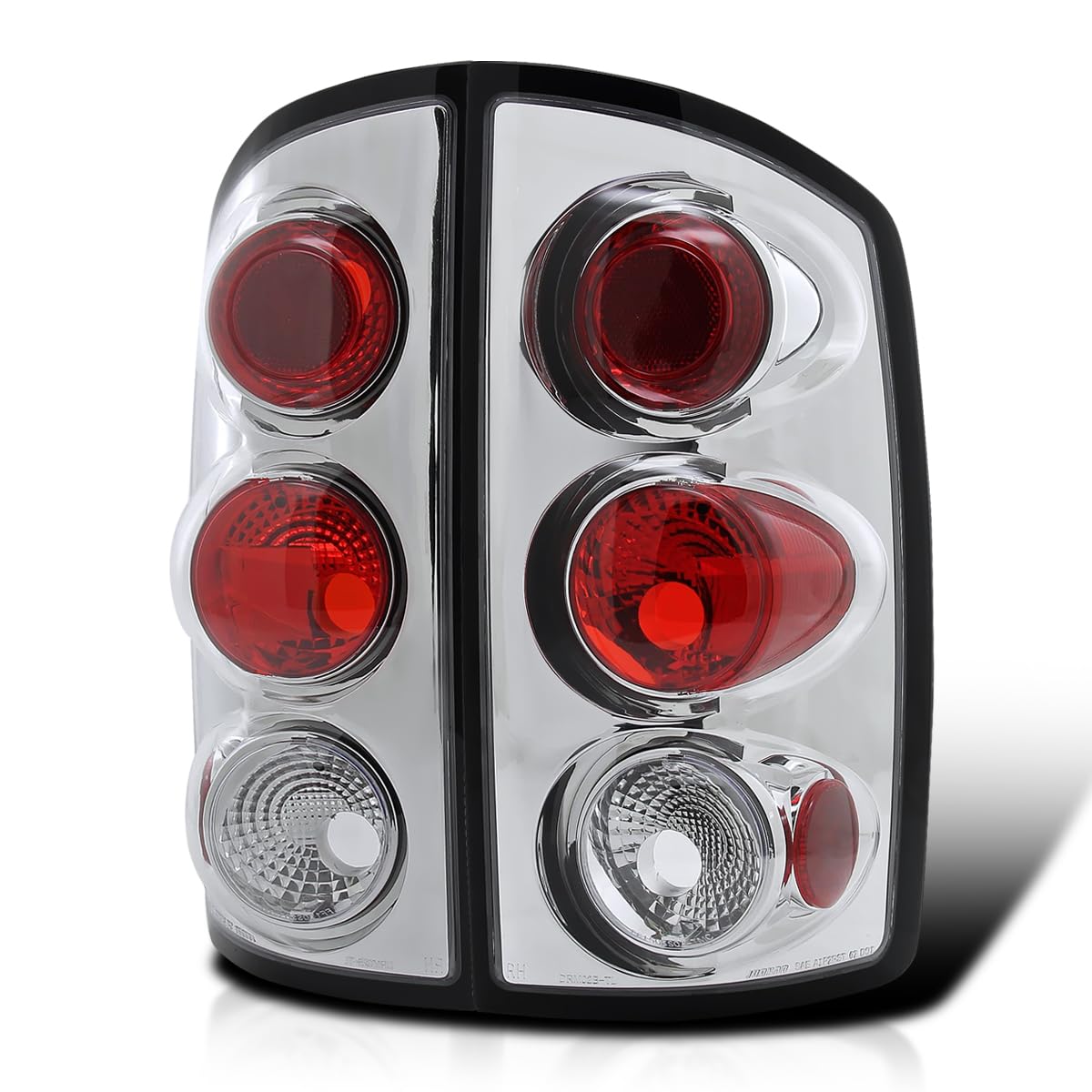 Spec-D Tuning Chrome Housing Clear Lens Tail Lights Compatible With 2002-2006 Dodge Ram 1500/2500/3500, Left + Right Pair Assemb