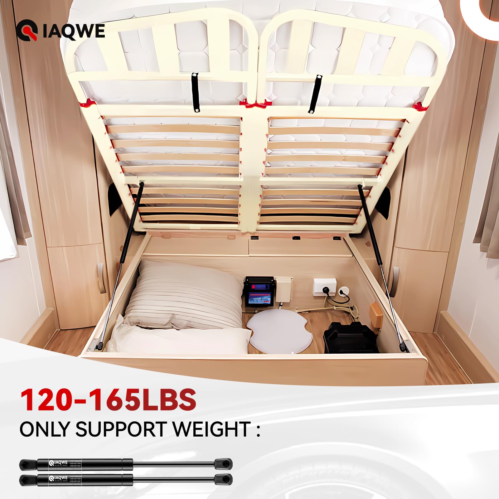 150Lbs/667N 20 Inch Gas Spring Struts Lift Support For Rv Bed Tonneau Cover Floor Hatch Heavy-Duty Outdoor Box King Bed Canopy C