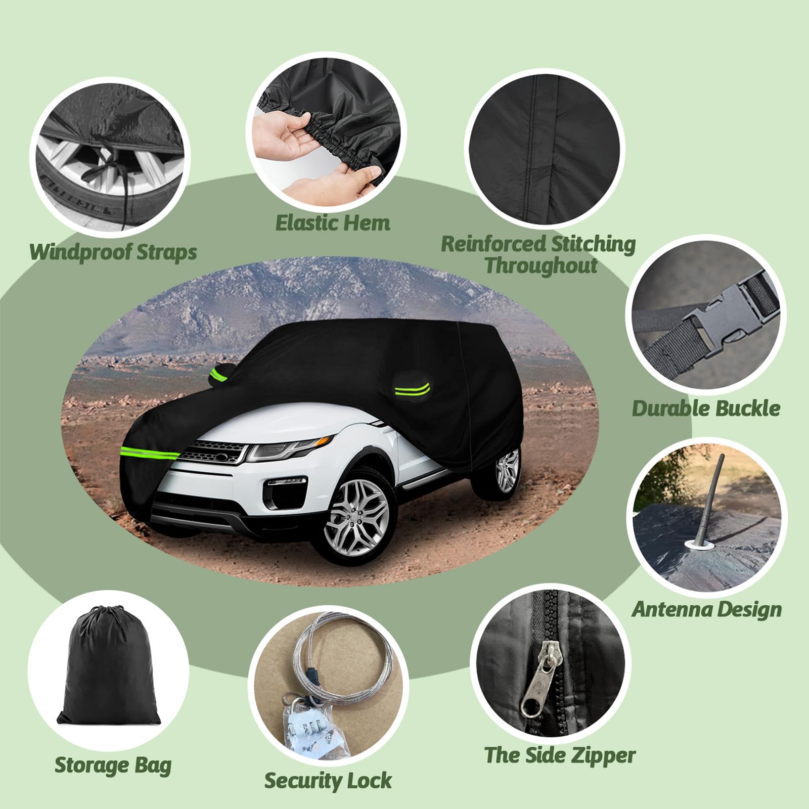 6 Layer Car Cover for Land Rover Range Rover Evoque 2011-2025, 210T Waterproof Sun Rain UV Dust Snow Protection Outdoor Evoque F