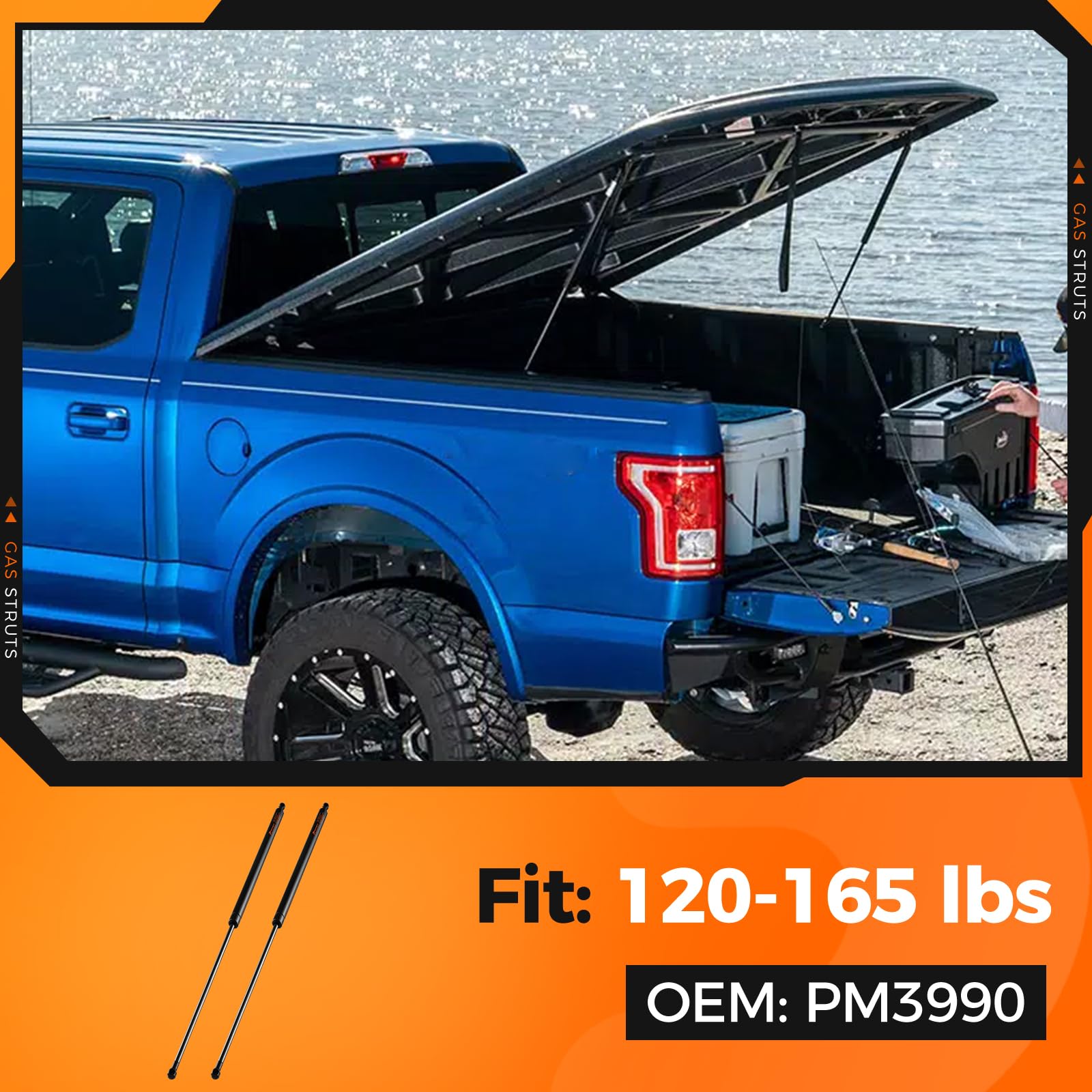 Pm3990 29 Inch Gas Strut 150 Lbs Per Shock Prop,28'' Heavy Duty Lift Support For Camper Awning Undercover Truck Rv Bed Cover Ton