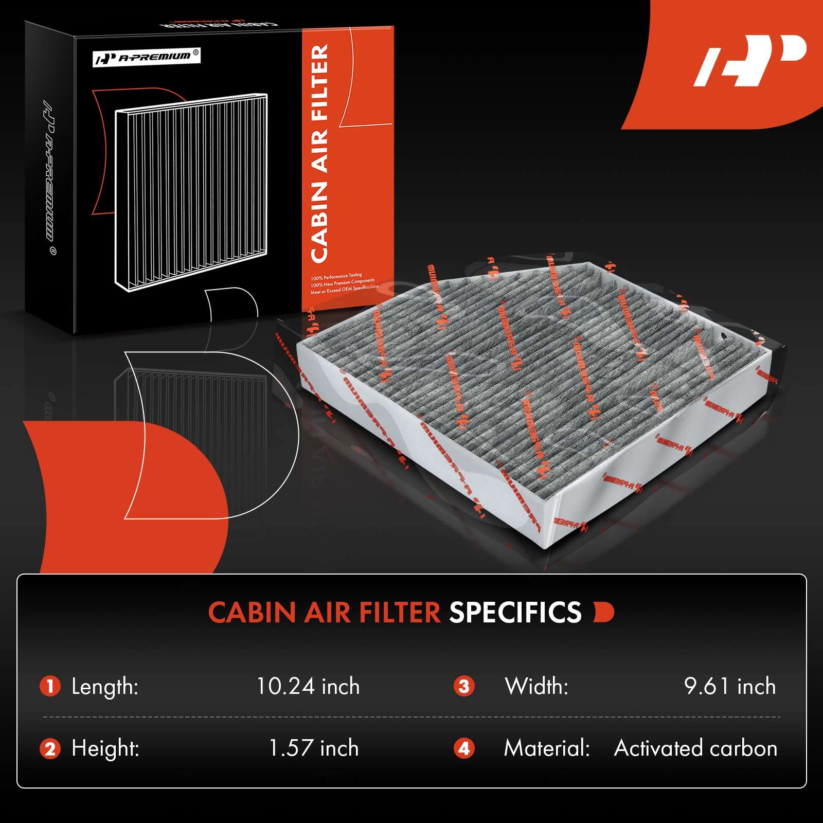 A-Premium Cabin Air Filter with Activated Carbon Compatible with Mercedes-Benz C300, C400, E300, E400, E450, GLC300, GLC350e, C4