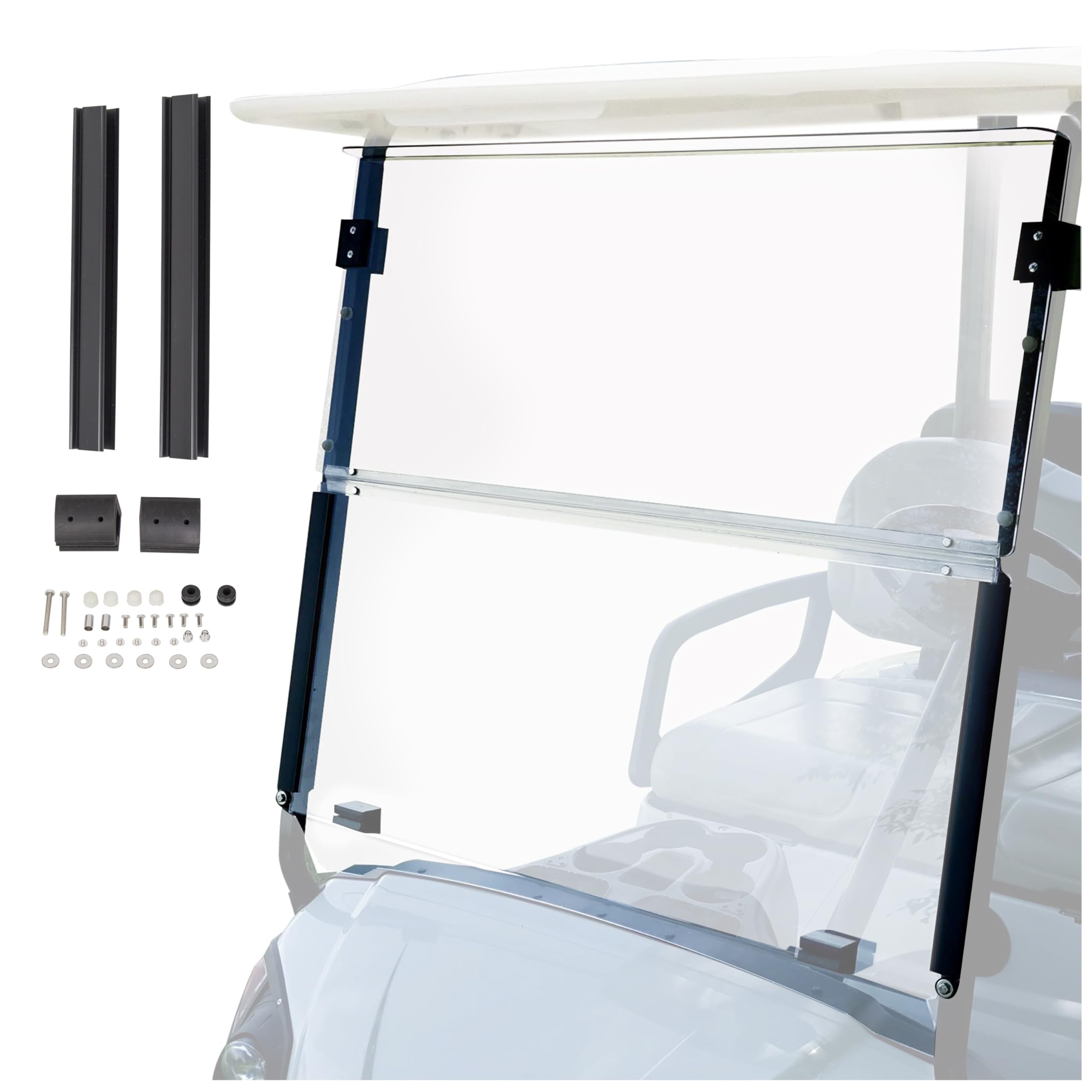 Clear Windshield Compatible With 2007-2016 Yamaha Drive G29 Gas Or Electric Models Folding Down Impact Resistant Windshield 38.7